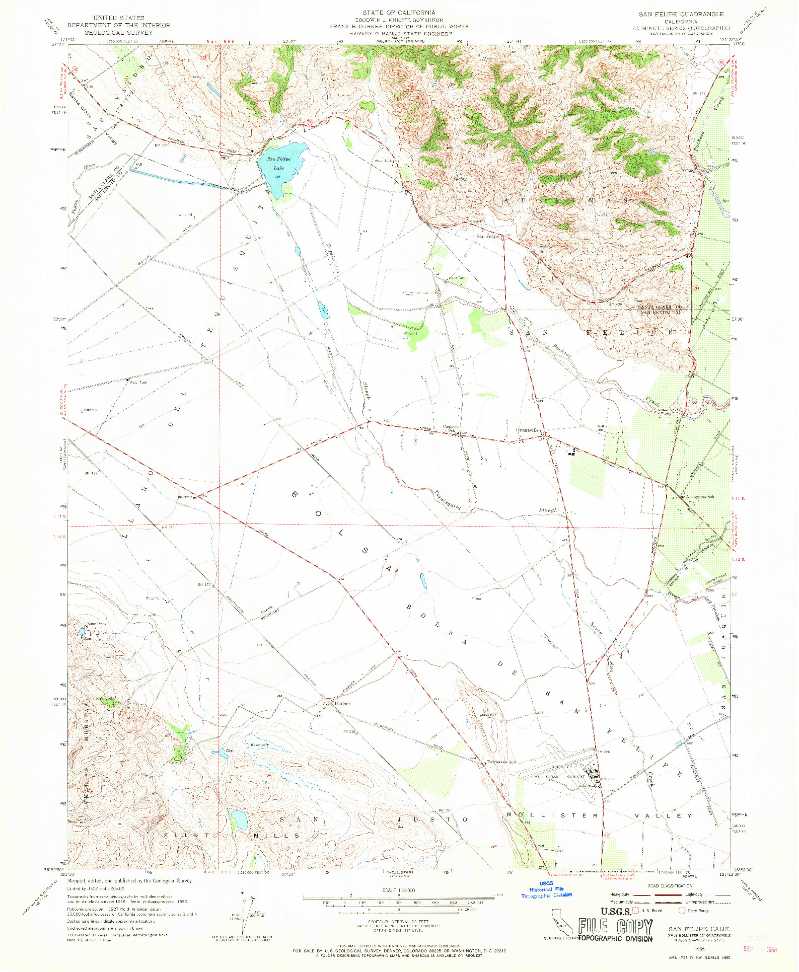 USGS 1:24000-SCALE QUADRANGLE FOR SAN FELIPE, CA 1955