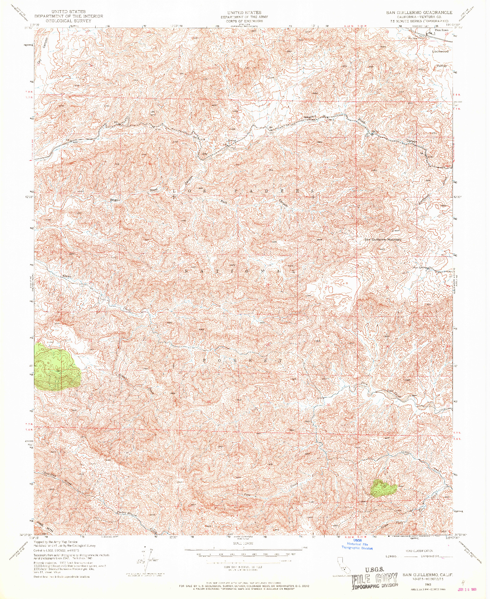 USGS 1:24000-SCALE QUADRANGLE FOR SAN GUILLERMO, CA 1943