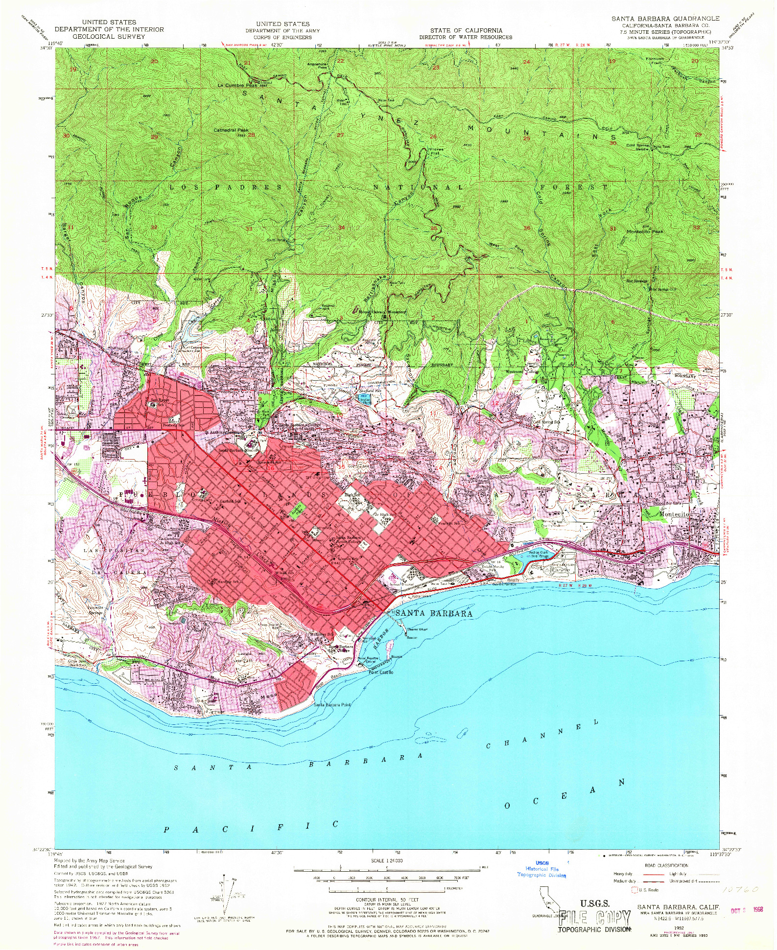 USGS 1:24000-SCALE QUADRANGLE FOR SANTA BARBARA, CA 1952