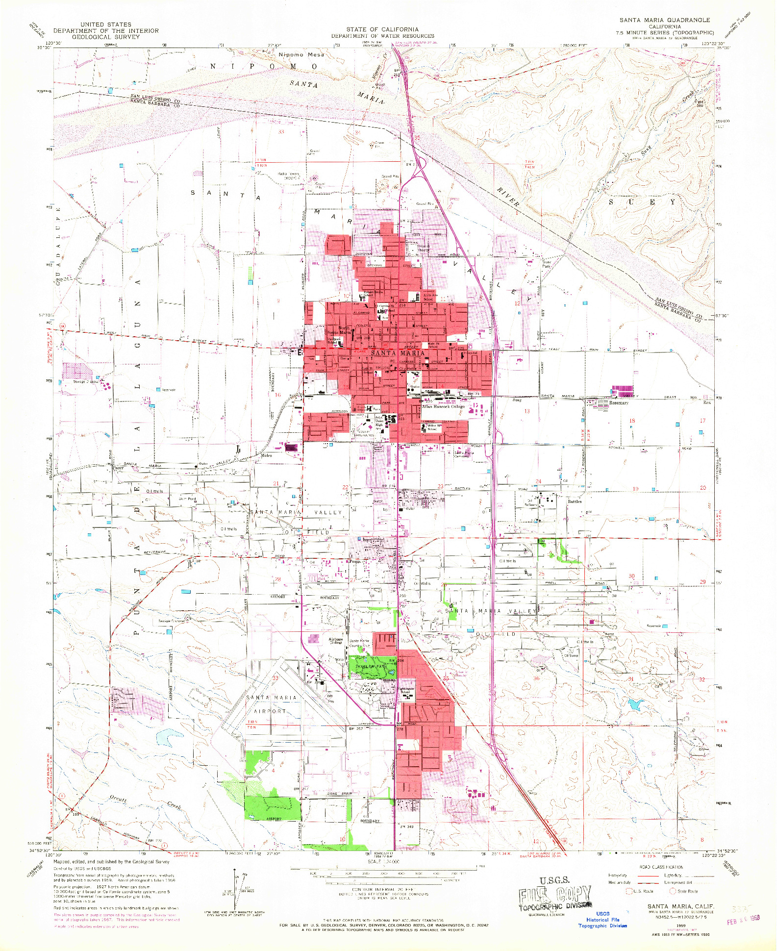 USGS 1:24000-SCALE QUADRANGLE FOR SANTA MARIA, CA 1959