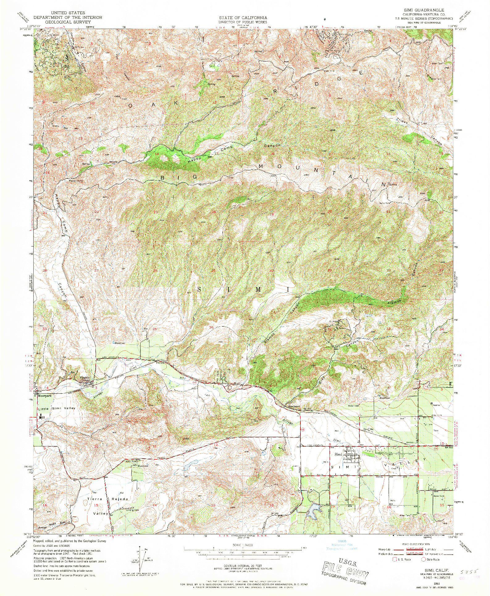 USGS 1:24000-SCALE QUADRANGLE FOR SIMI, CA 1951