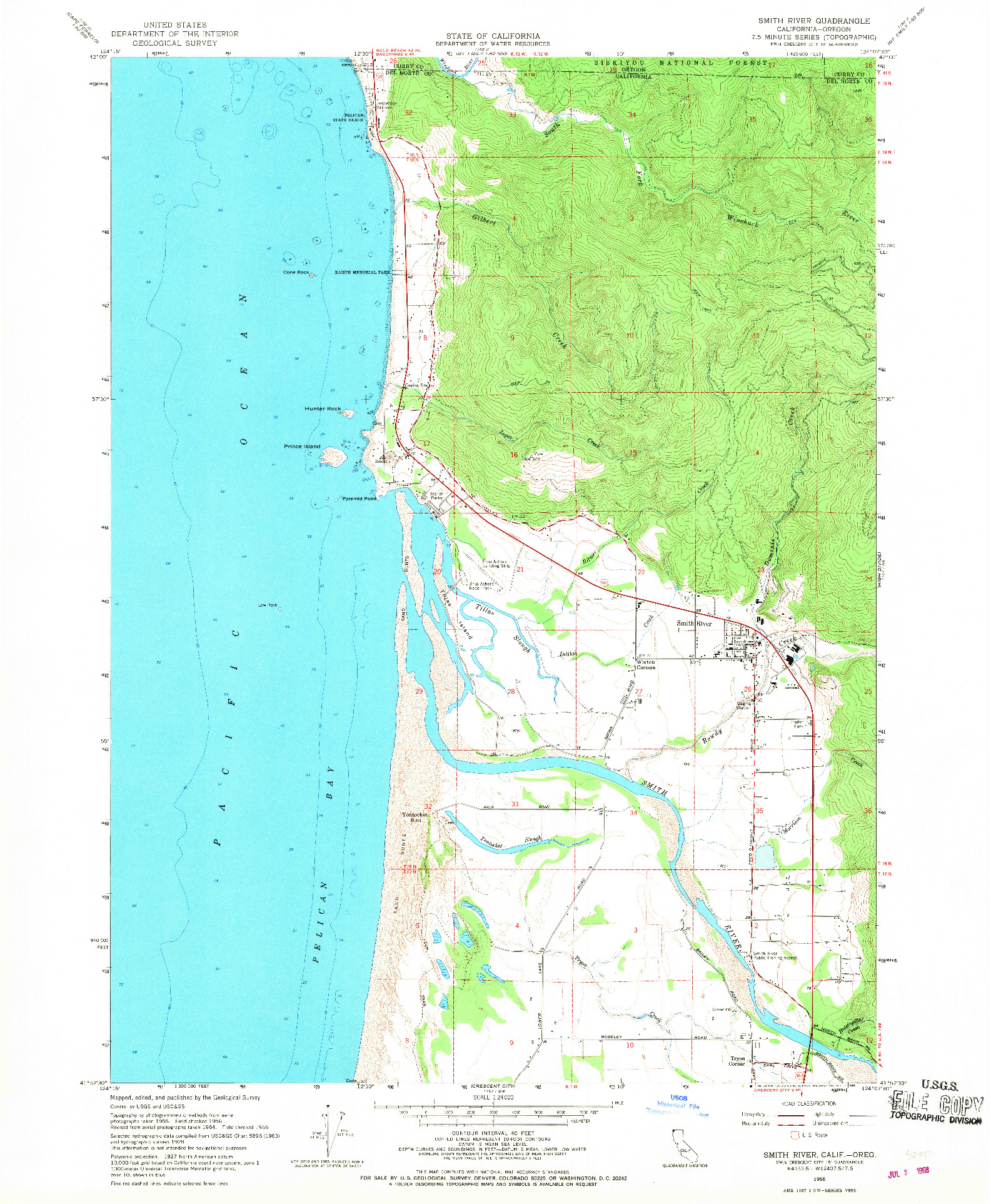 USGS 1:24000-SCALE QUADRANGLE FOR SMITH RIVER, CA 1966