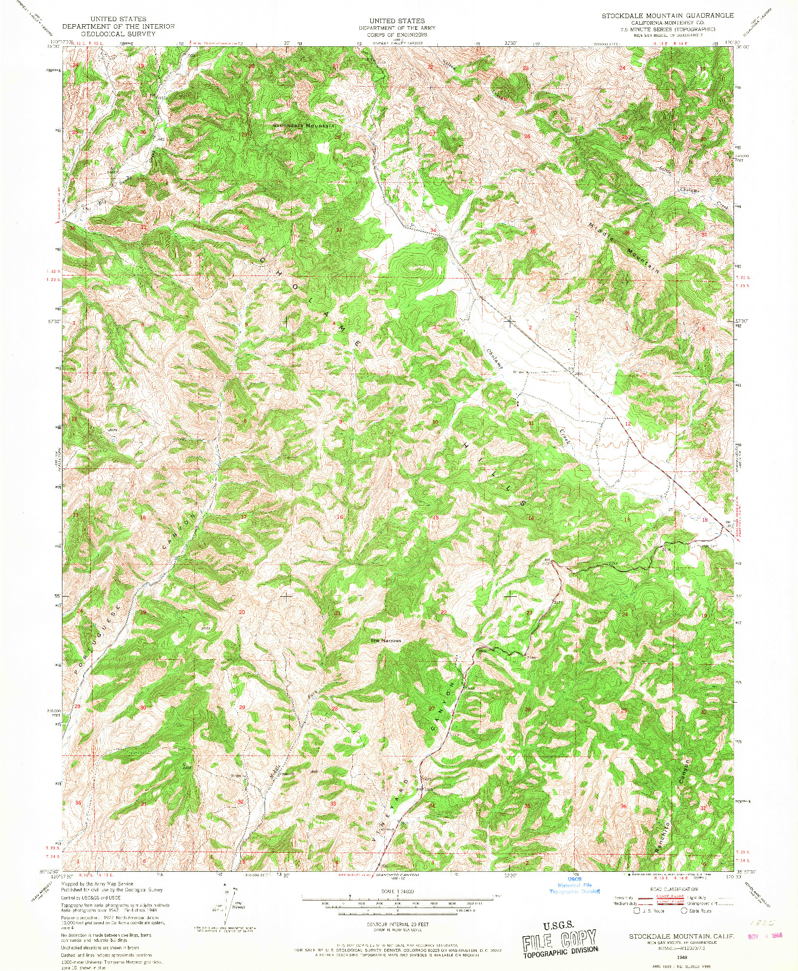 USGS 1:24000-SCALE QUADRANGLE FOR STOCKDALE MOUNTAIN, CA 1948