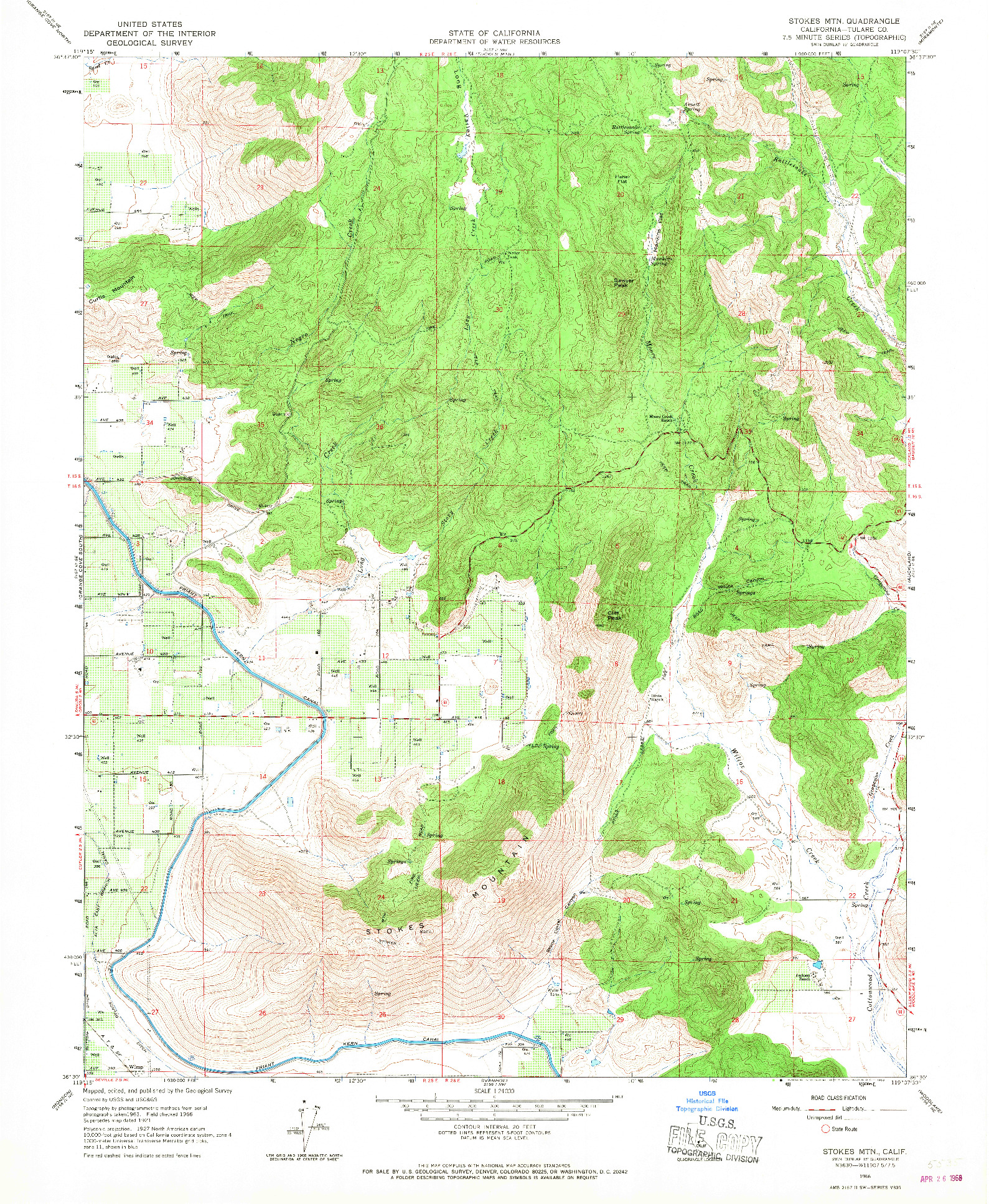 USGS 1:24000-SCALE QUADRANGLE FOR STOKES MTN., CA 1966