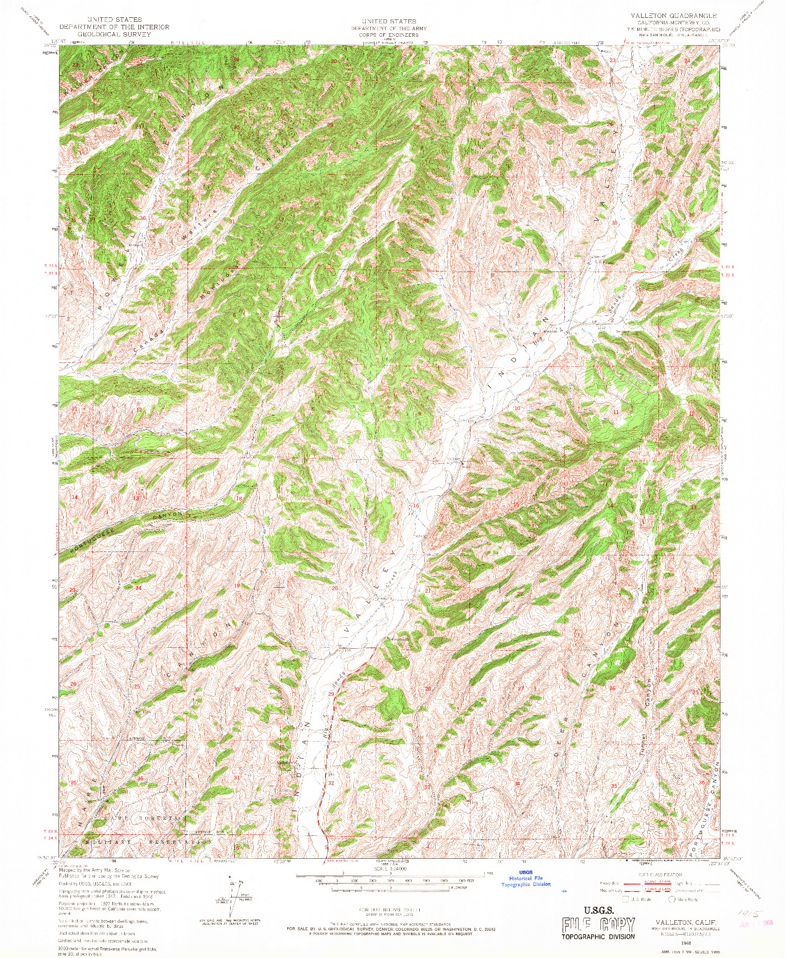 USGS 1:24000-SCALE QUADRANGLE FOR VALLETON, CA 1948