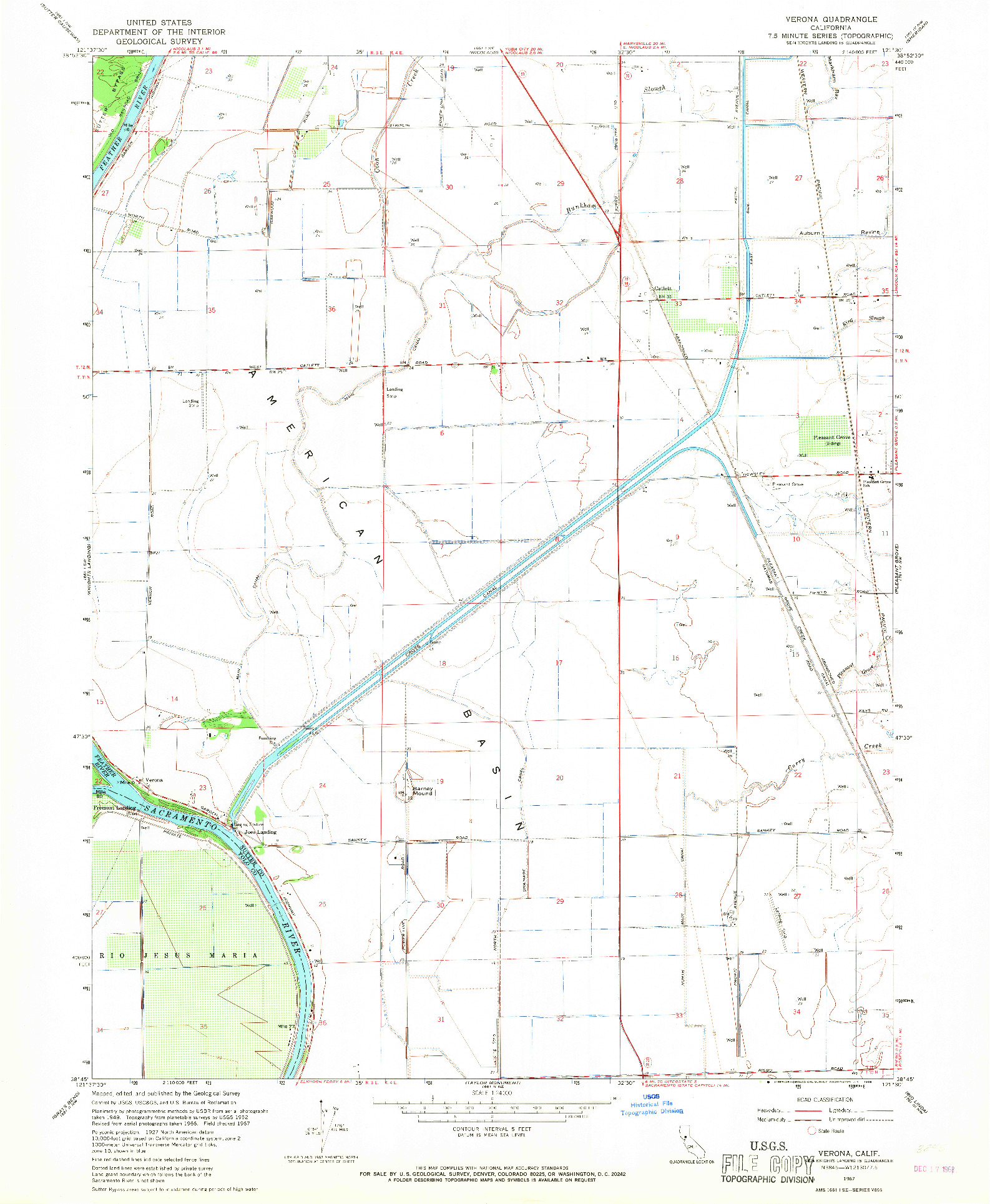 USGS 1:24000-SCALE QUADRANGLE FOR VERONA, CA 1967