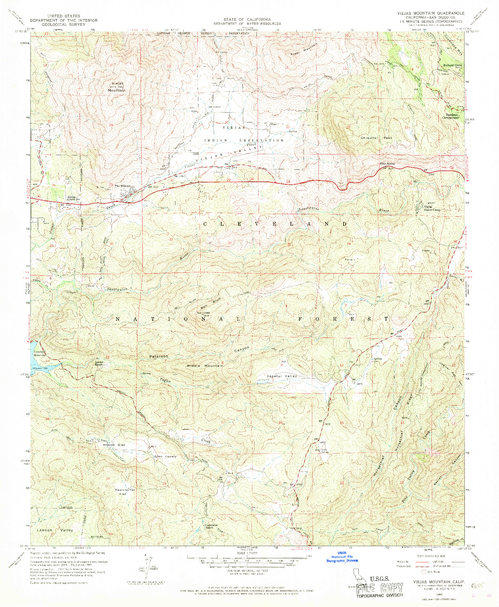 USGS 1:24000-SCALE QUADRANGLE FOR VIEJAS MOUNTAIN, CA 1960