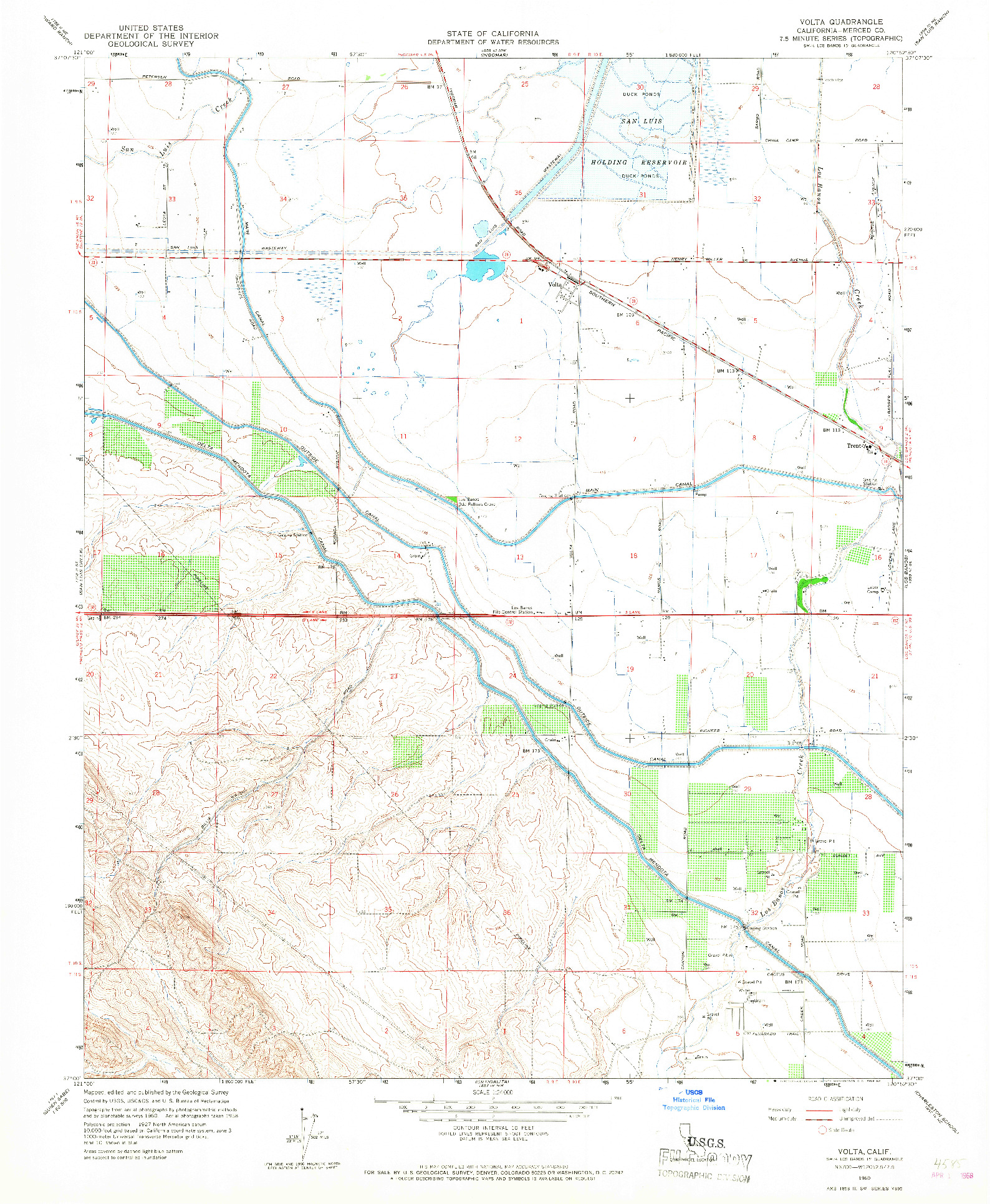 USGS 1:24000-SCALE QUADRANGLE FOR VOLTA, CA 1960