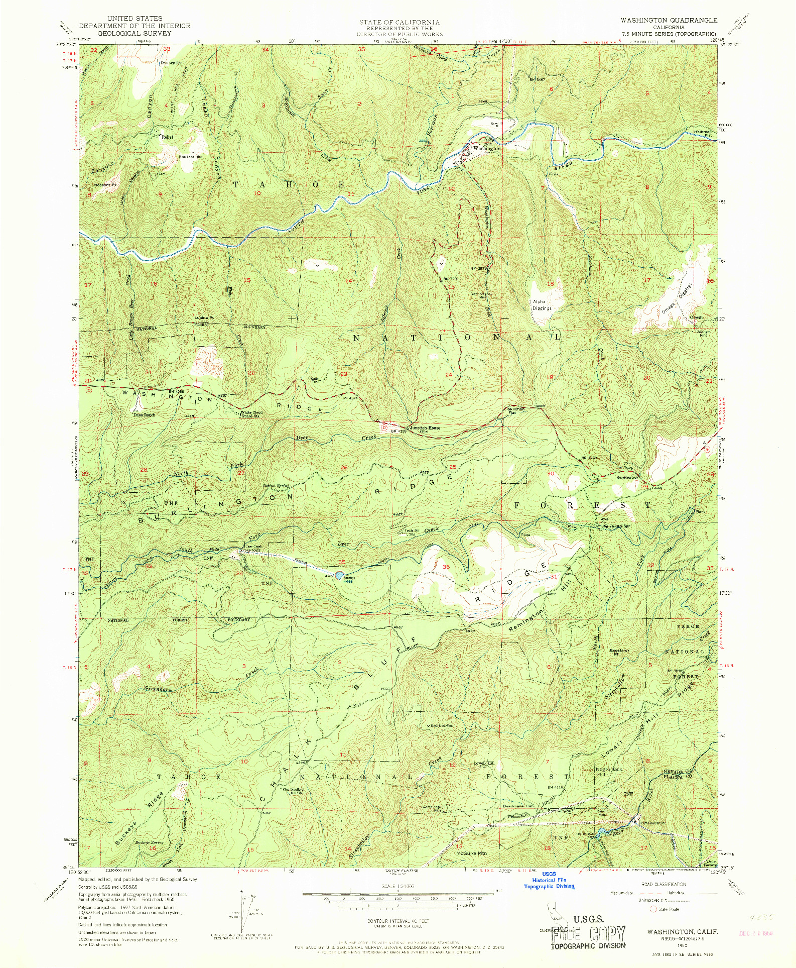 USGS 1:24000-SCALE QUADRANGLE FOR WASHINGTON, CA 1950