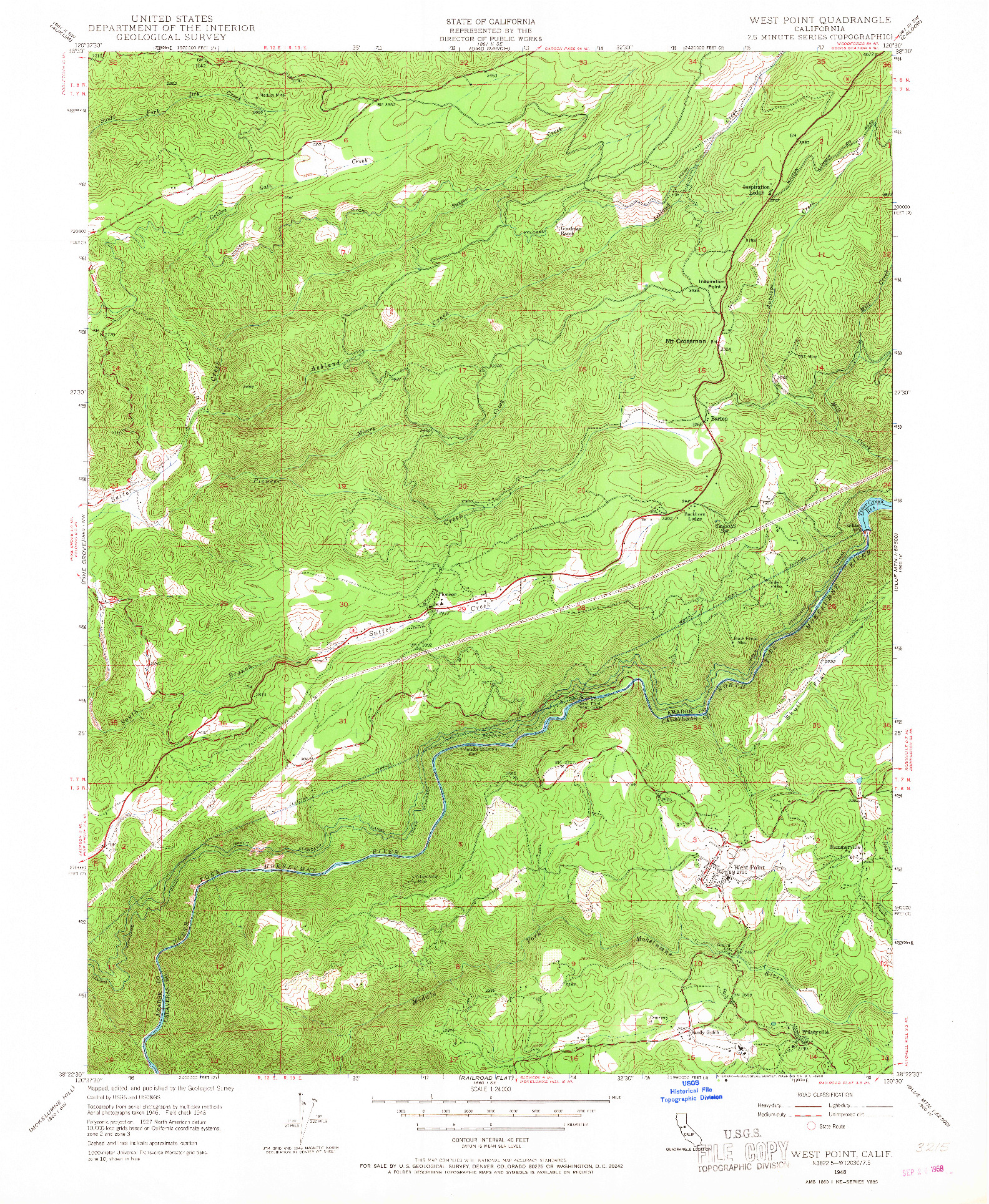 USGS 1:24000-SCALE QUADRANGLE FOR WEST POINT, CA 1948