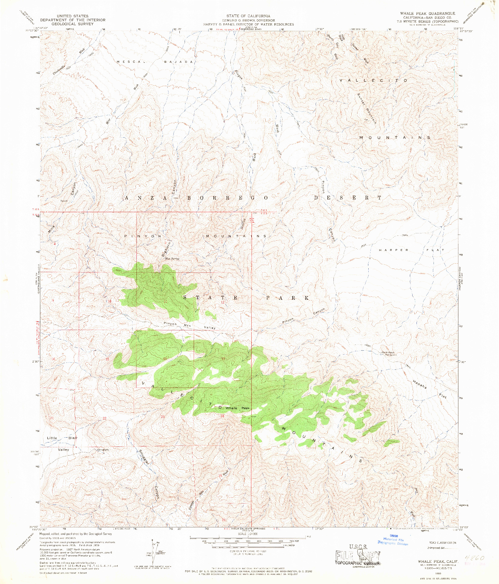 USGS 1:24000-SCALE QUADRANGLE FOR WHALE PEAK, CA 1959