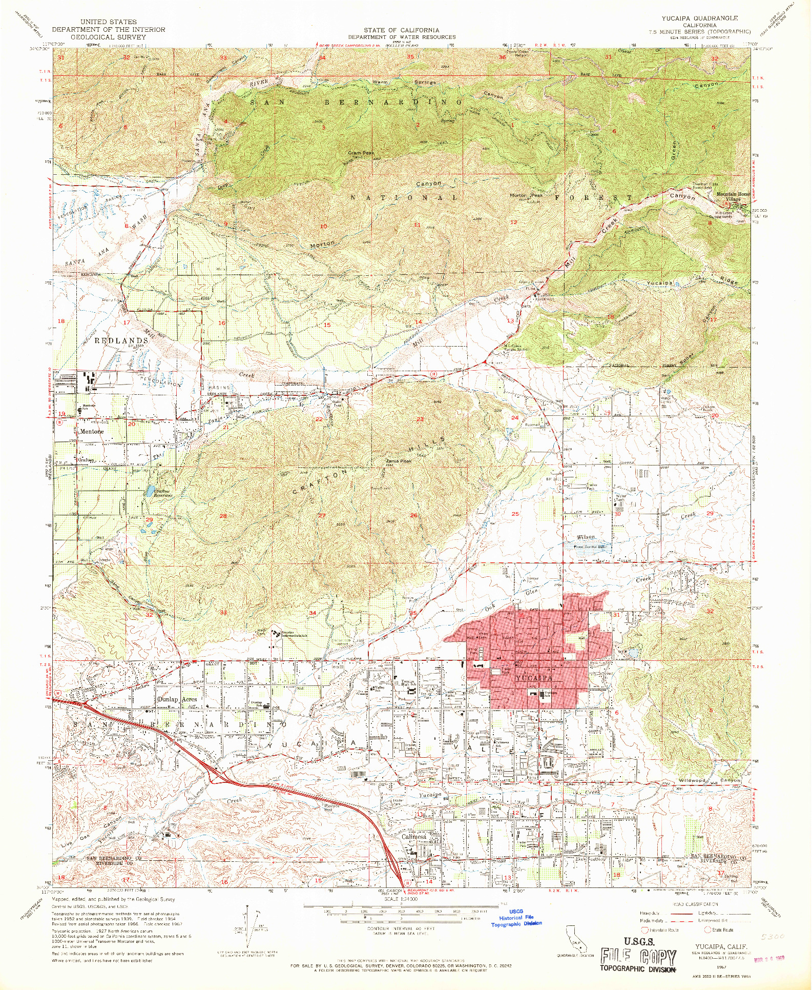 USGS 1:24000-SCALE QUADRANGLE FOR YUCAIPA, CA 1967