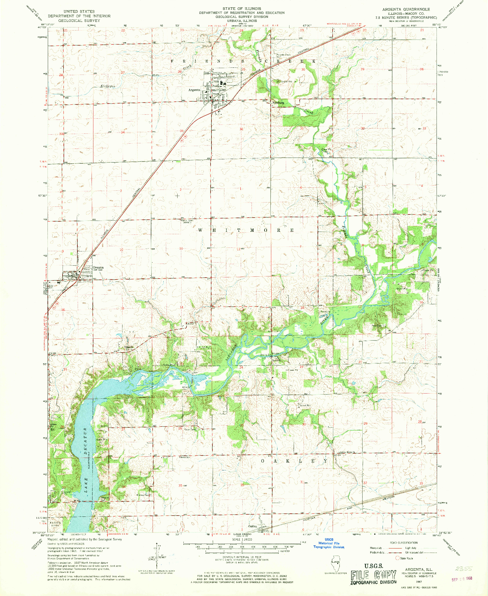 USGS 1:24000-SCALE QUADRANGLE FOR ARGENTA, IL 1967