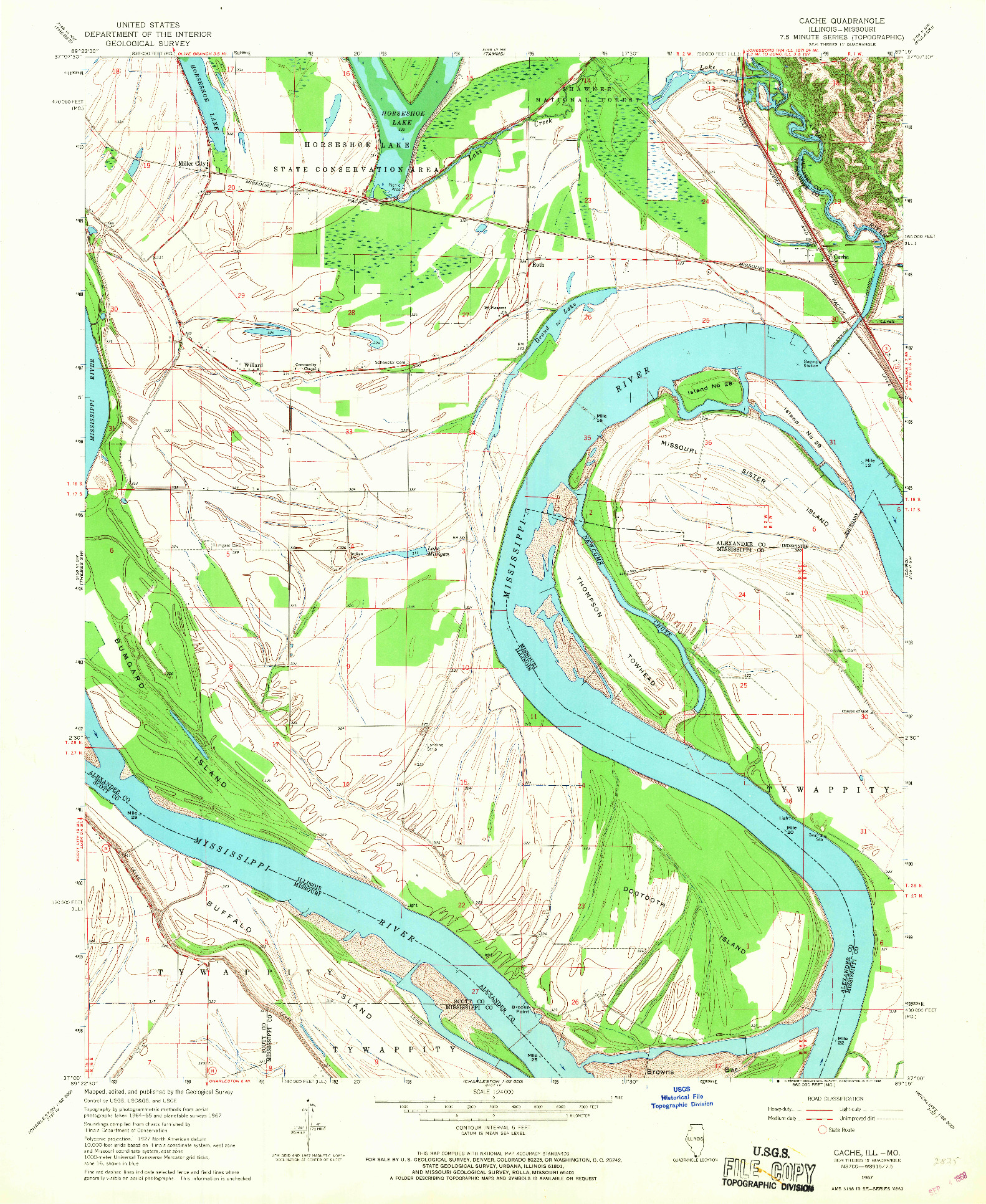 USGS 1:24000-SCALE QUADRANGLE FOR CACHE, IL 1967