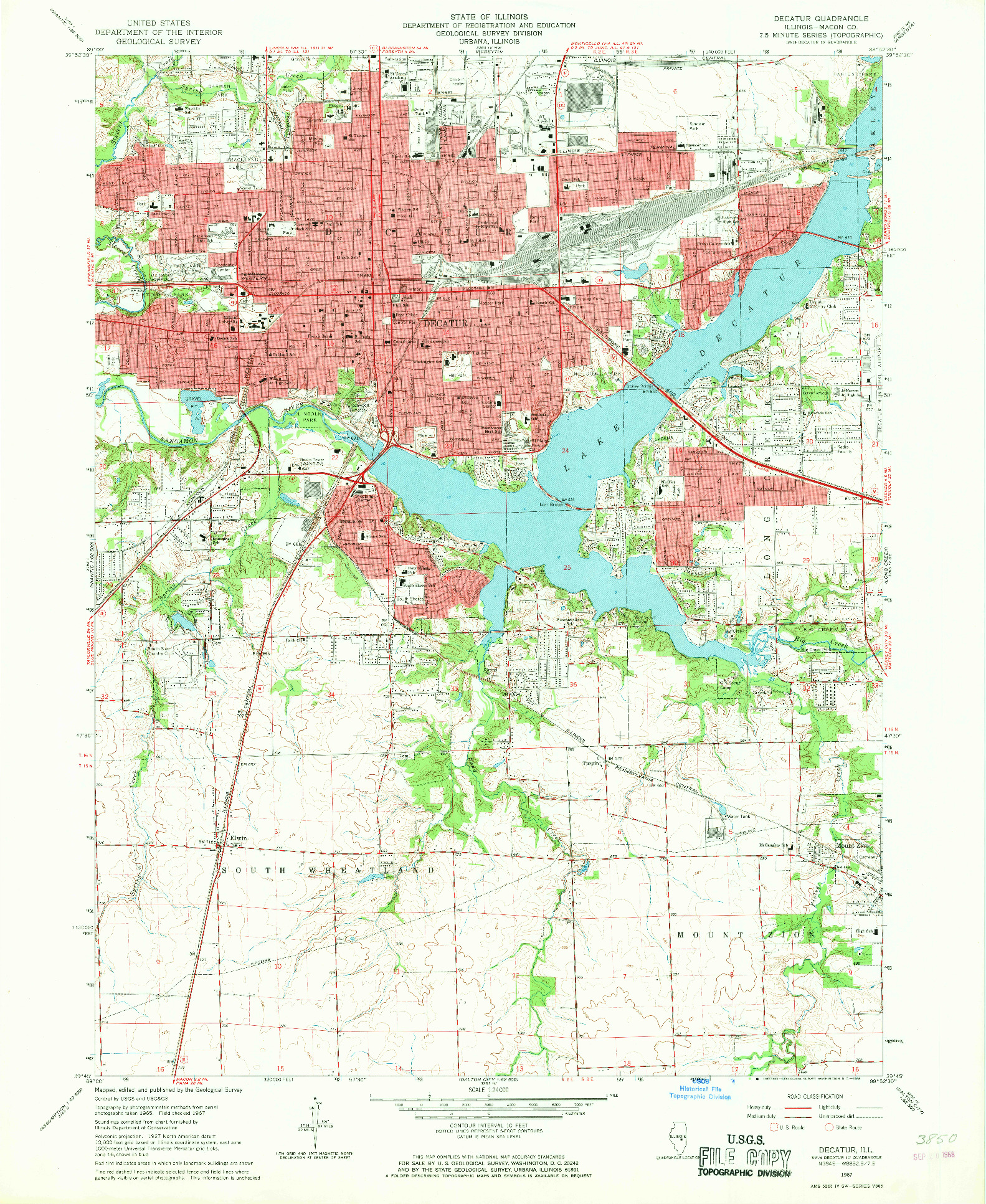 USGS 1:24000-SCALE QUADRANGLE FOR DECATUR, IL 1967