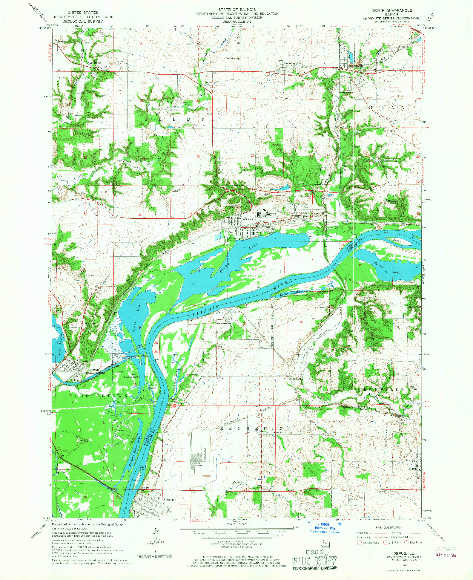 USGS 1:24000-SCALE QUADRANGLE FOR DEPUE, IL 1966