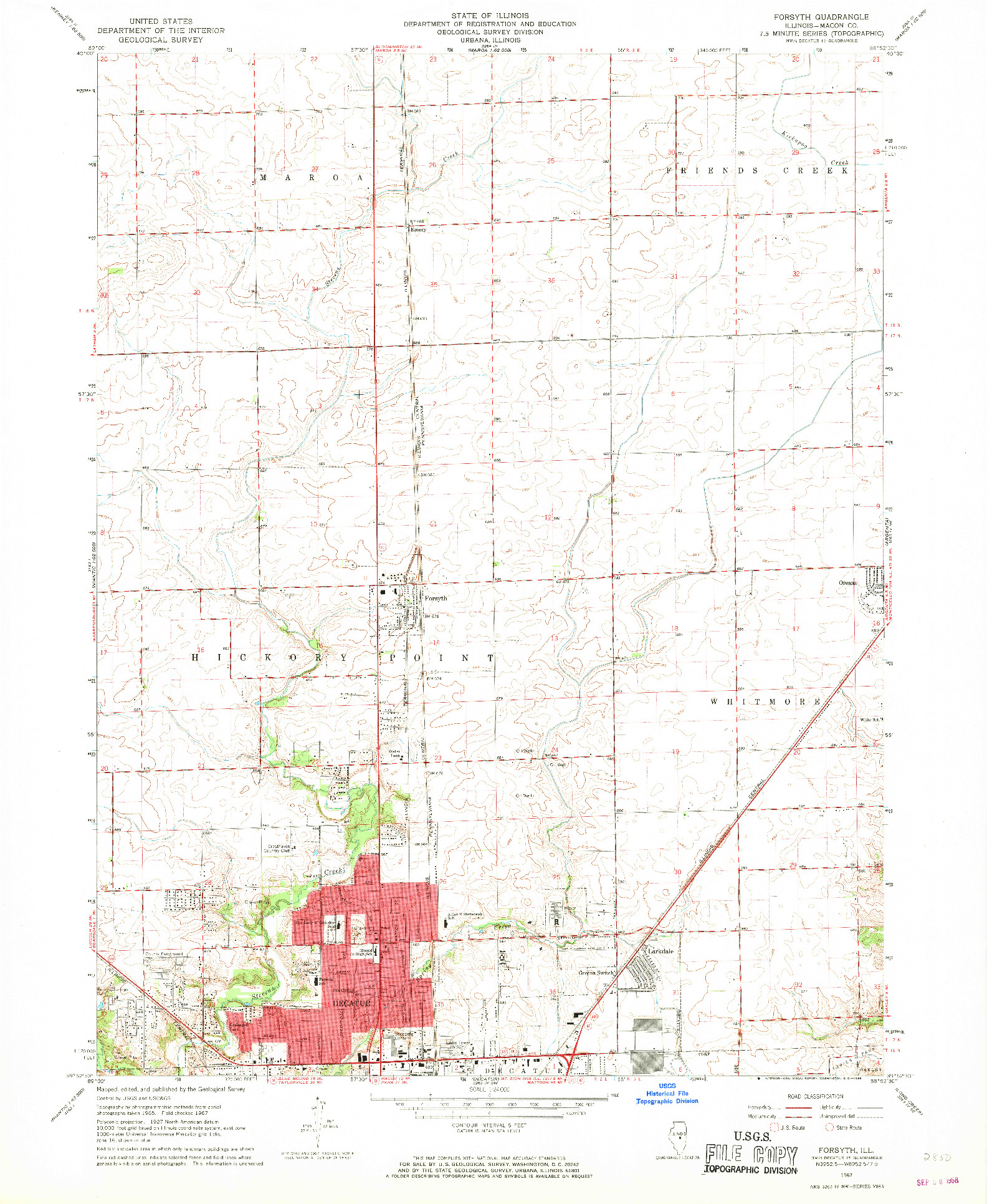 USGS 1:24000-SCALE QUADRANGLE FOR FORSYTH, IL 1967