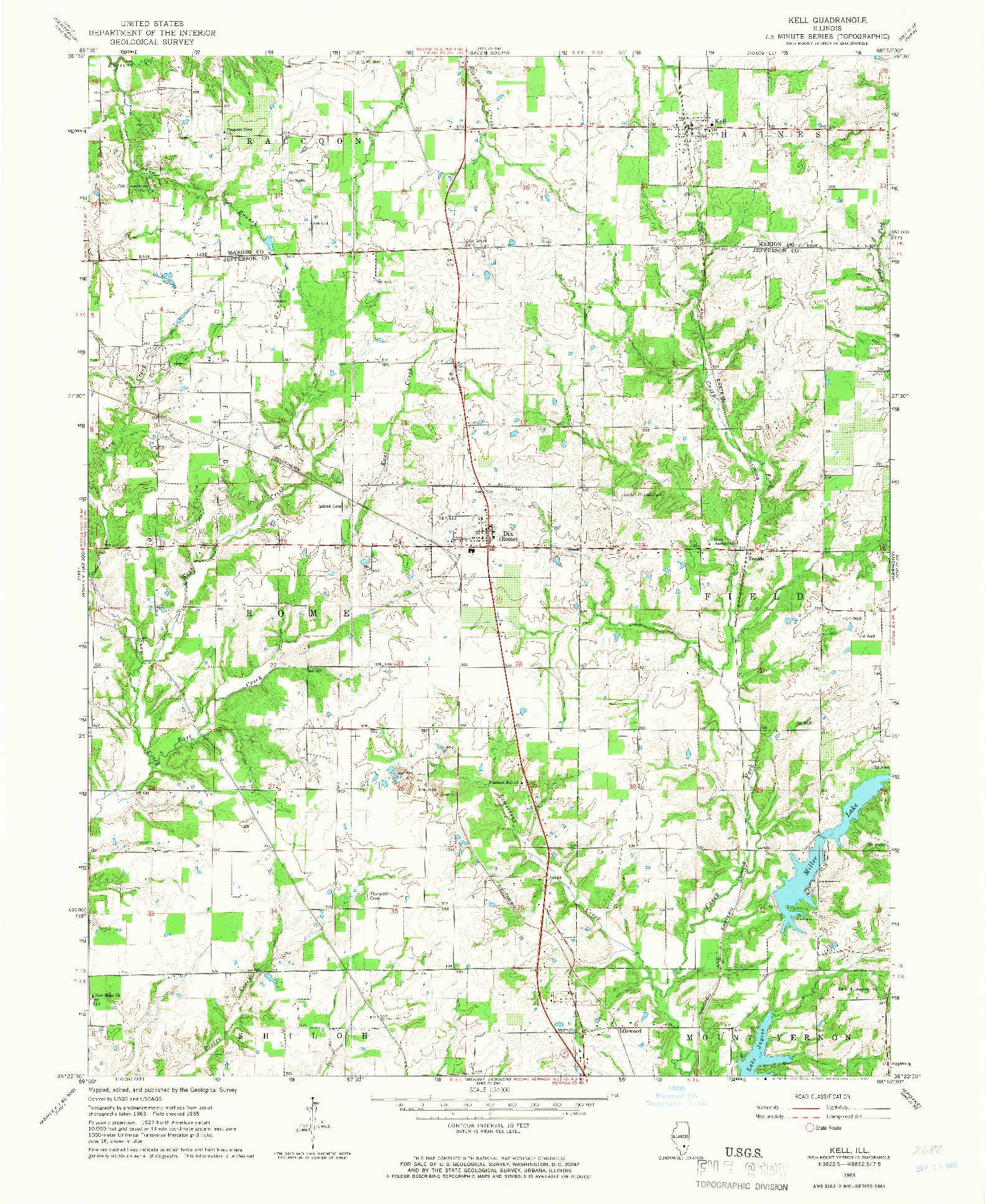 USGS 1:24000-SCALE QUADRANGLE FOR KELL, IL 1965