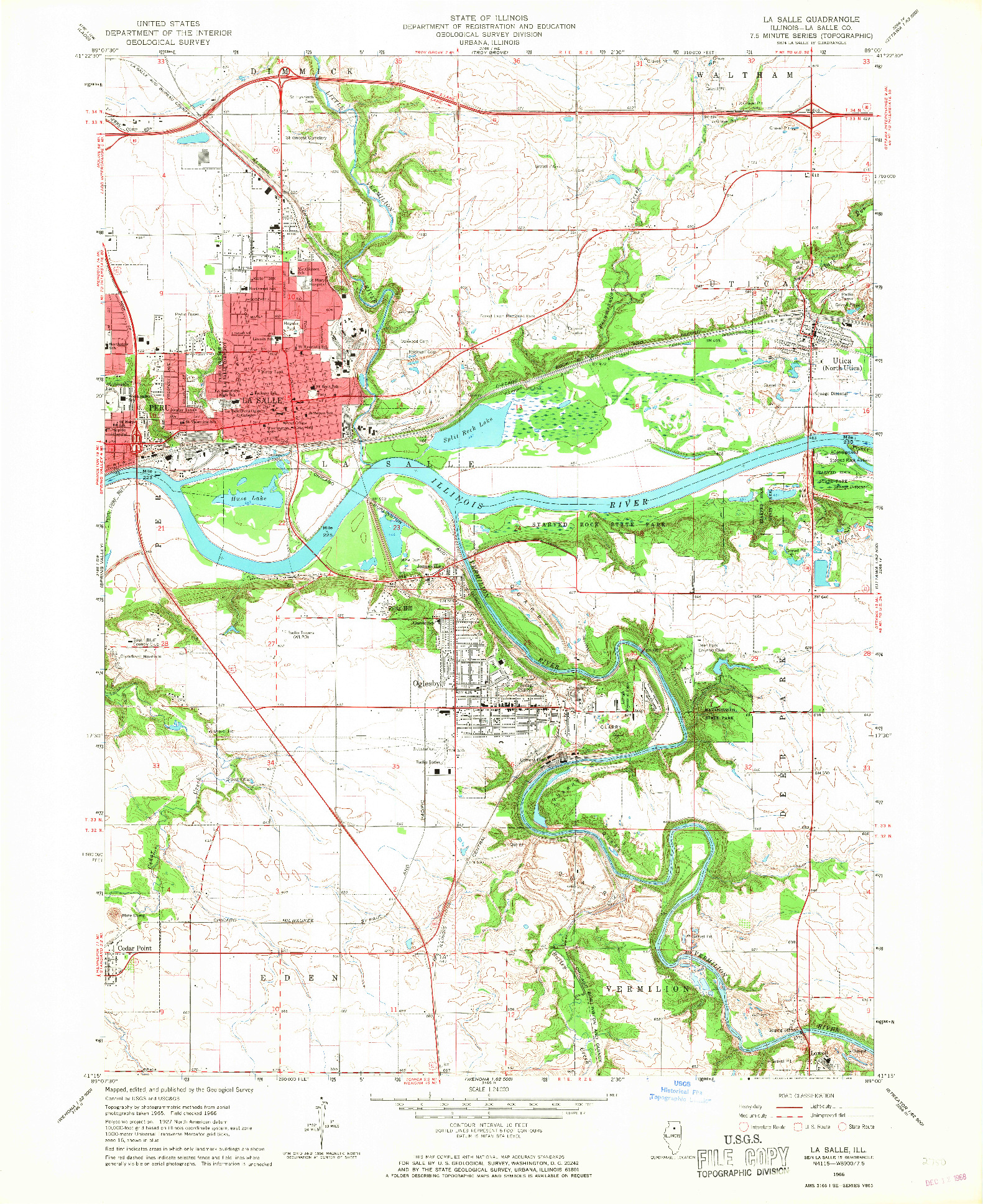 USGS 1:24000-SCALE QUADRANGLE FOR LA SALLE, IL 1966