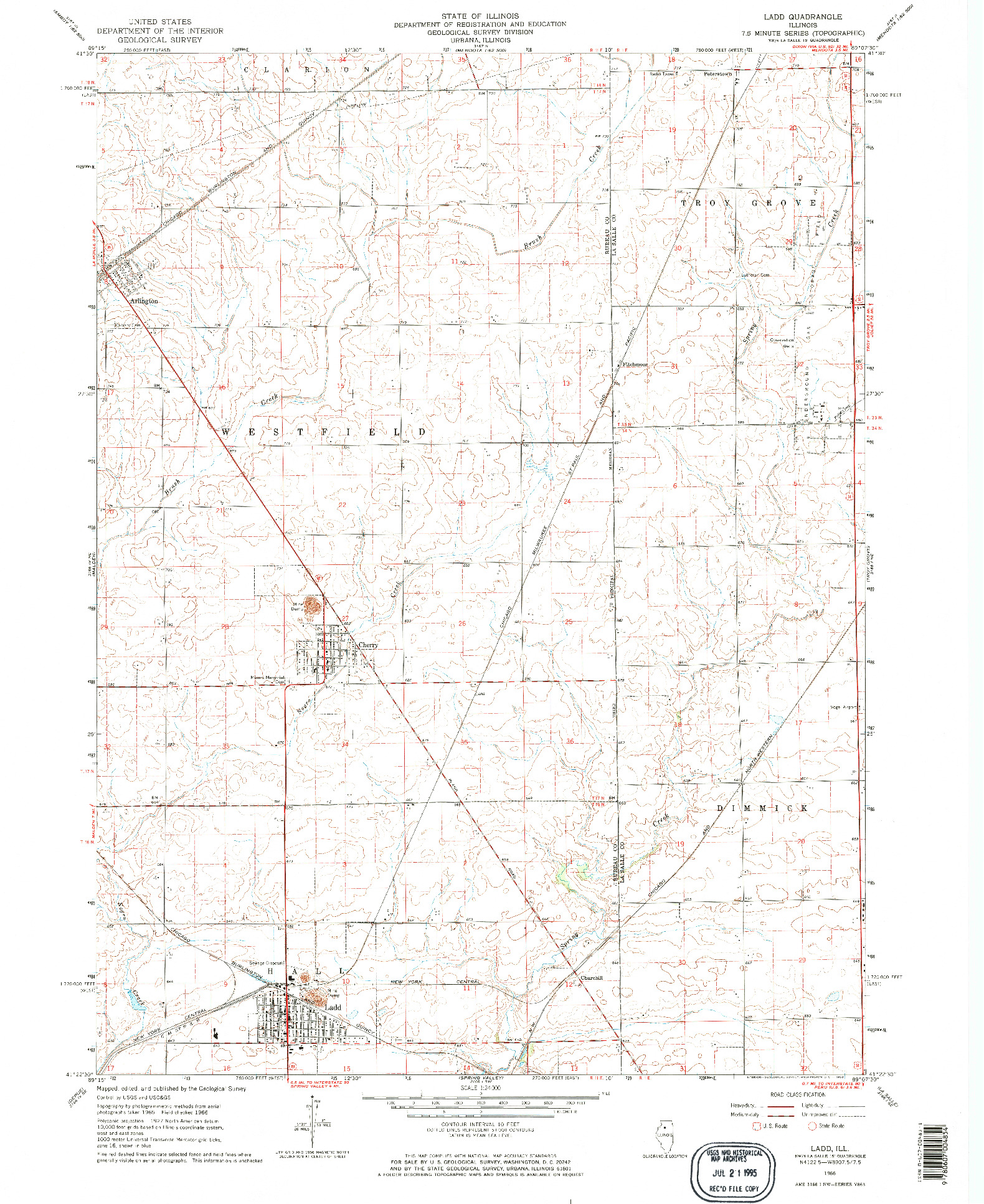 USGS 1:24000-SCALE QUADRANGLE FOR LADD, IL 1966