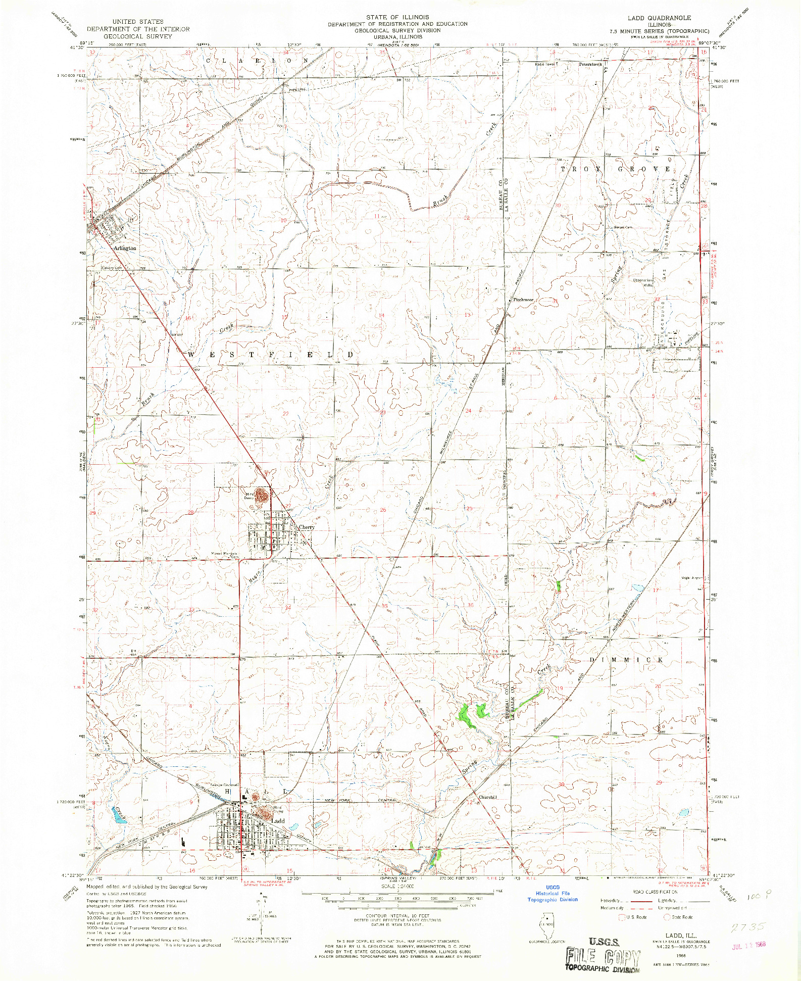 USGS 1:24000-SCALE QUADRANGLE FOR LADD, IL 1966