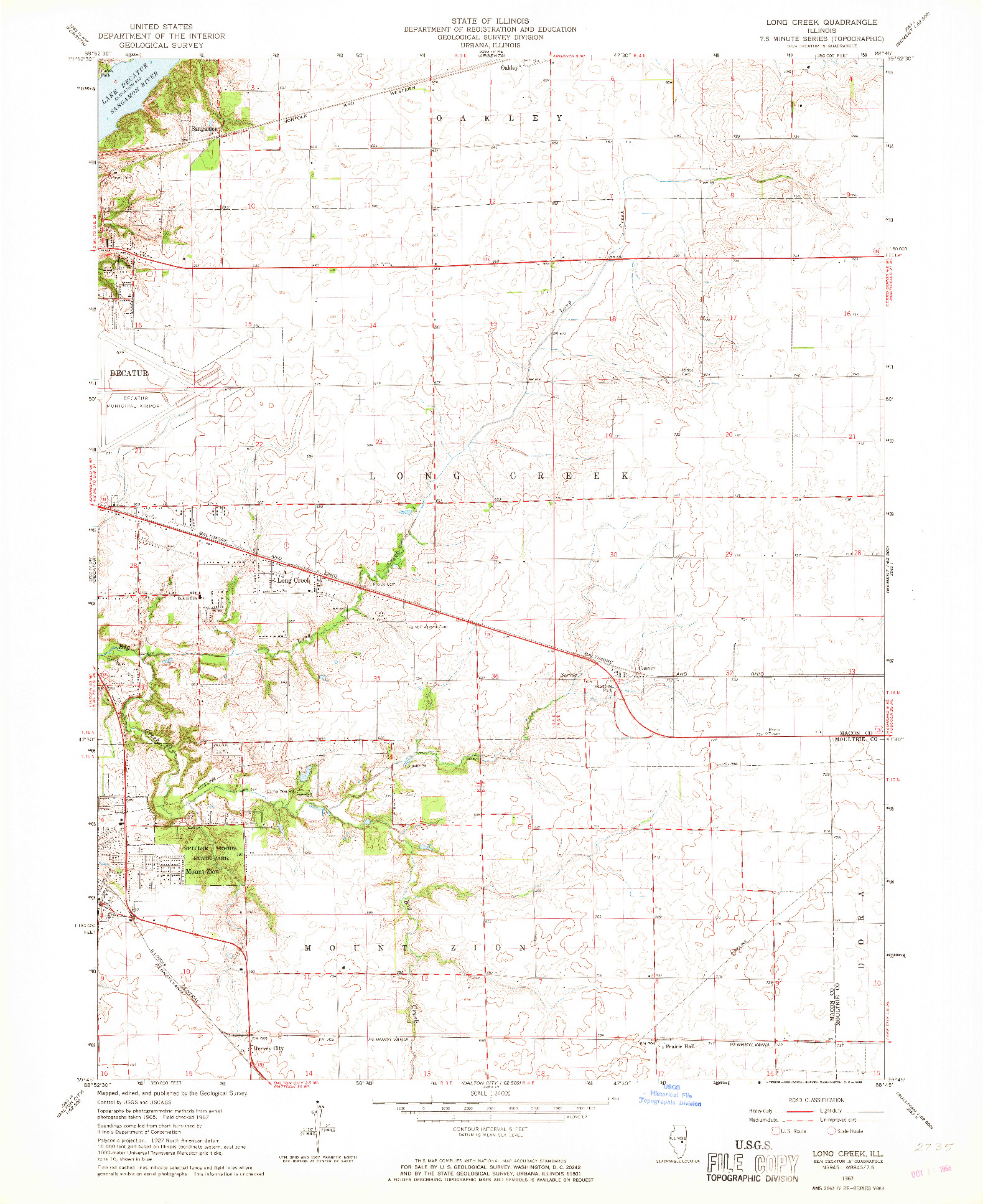 USGS 1:24000-SCALE QUADRANGLE FOR LONG CREEK, IL 1967