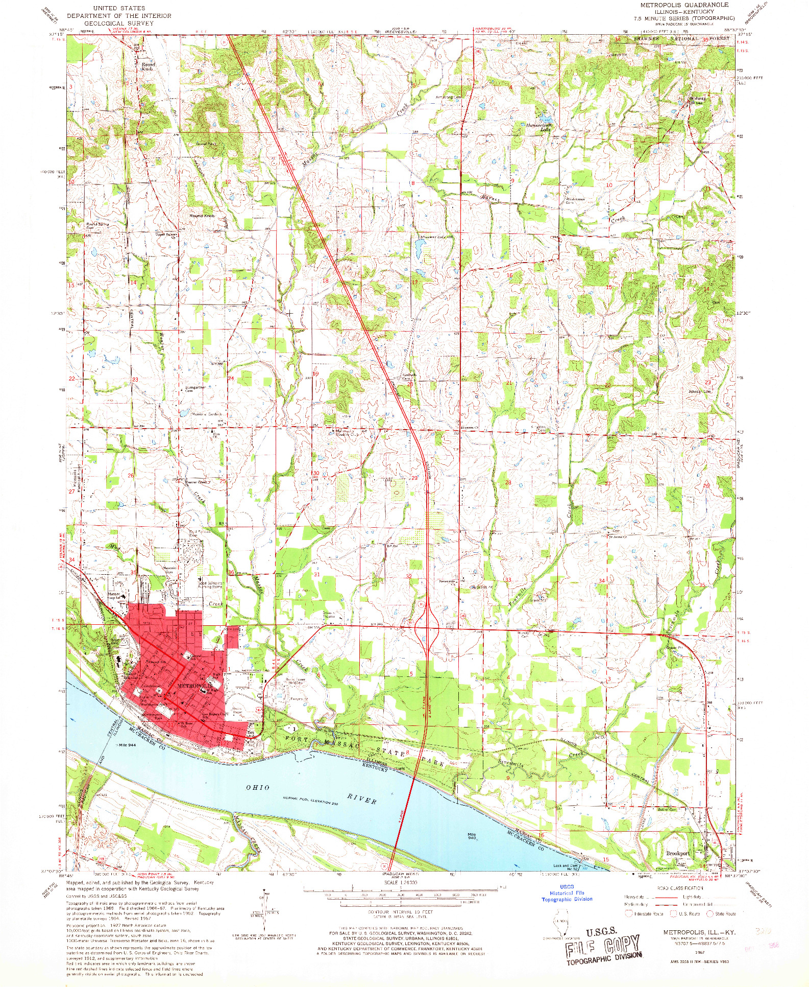 USGS 1:24000-SCALE QUADRANGLE FOR METROPOLIS, IL 1967