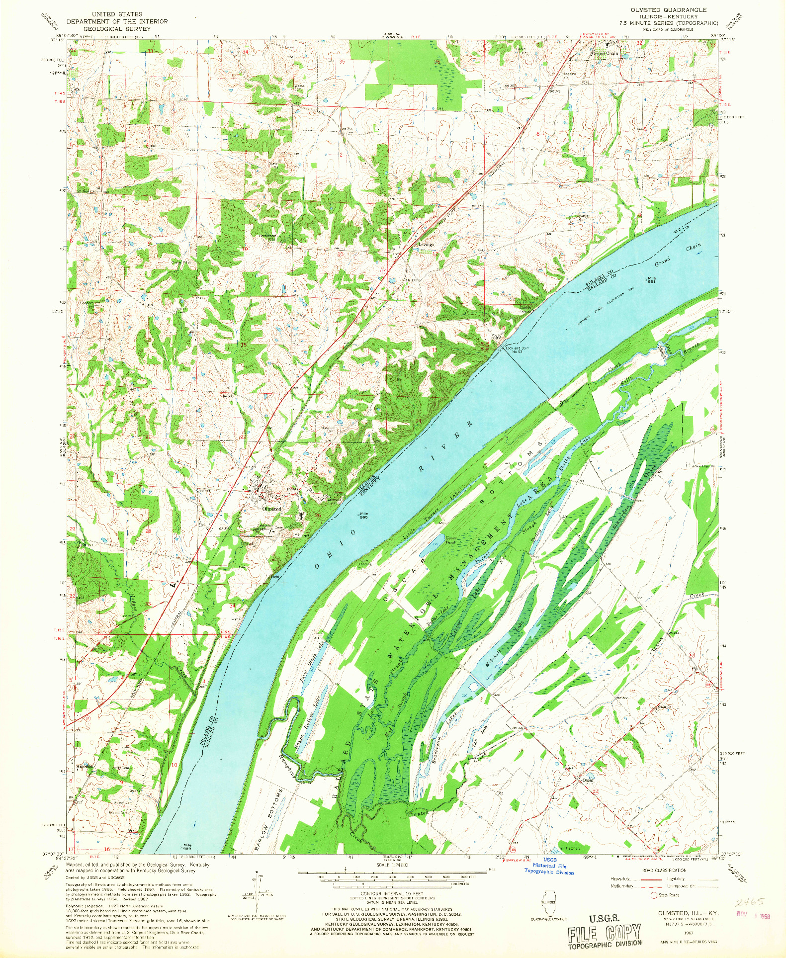 USGS 1:24000-SCALE QUADRANGLE FOR OLMSTED, IL 1967