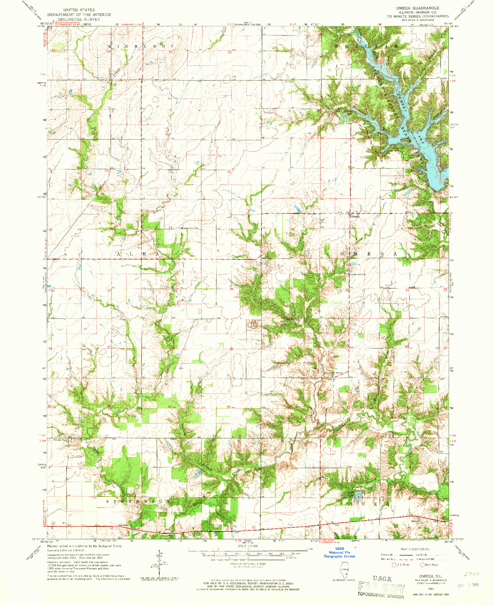 USGS 1:24000-SCALE QUADRANGLE FOR OMEGA, IL 1965