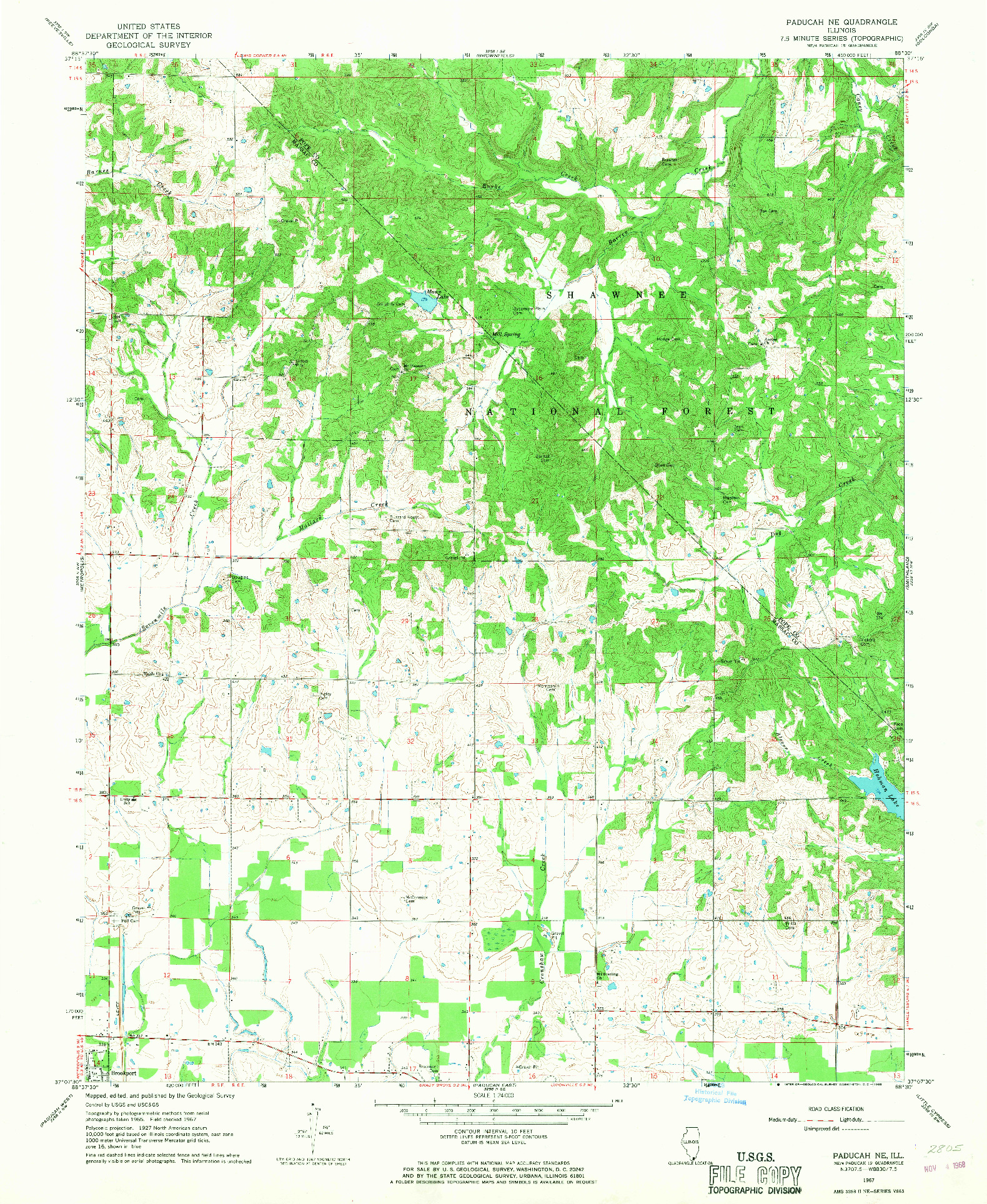 USGS 1:24000-SCALE QUADRANGLE FOR PADUCAH NE, IL 1967