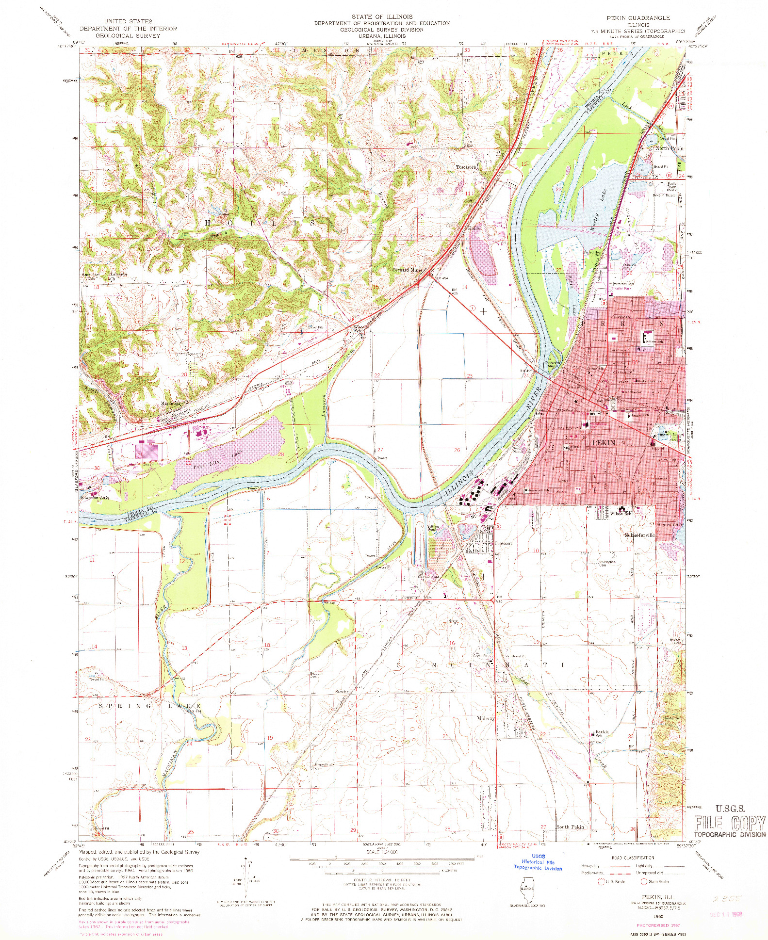 USGS 1:24000-SCALE QUADRANGLE FOR PEKIN, IL 1960