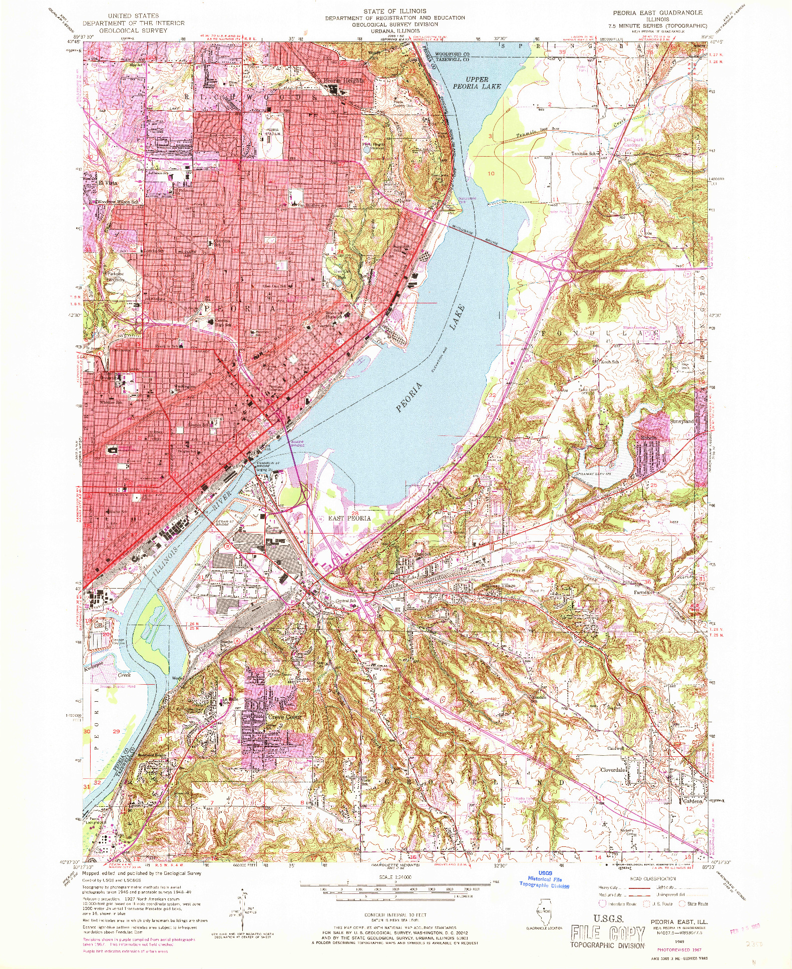 USGS 1:24000-SCALE QUADRANGLE FOR PEORIA EAST, IL 1949