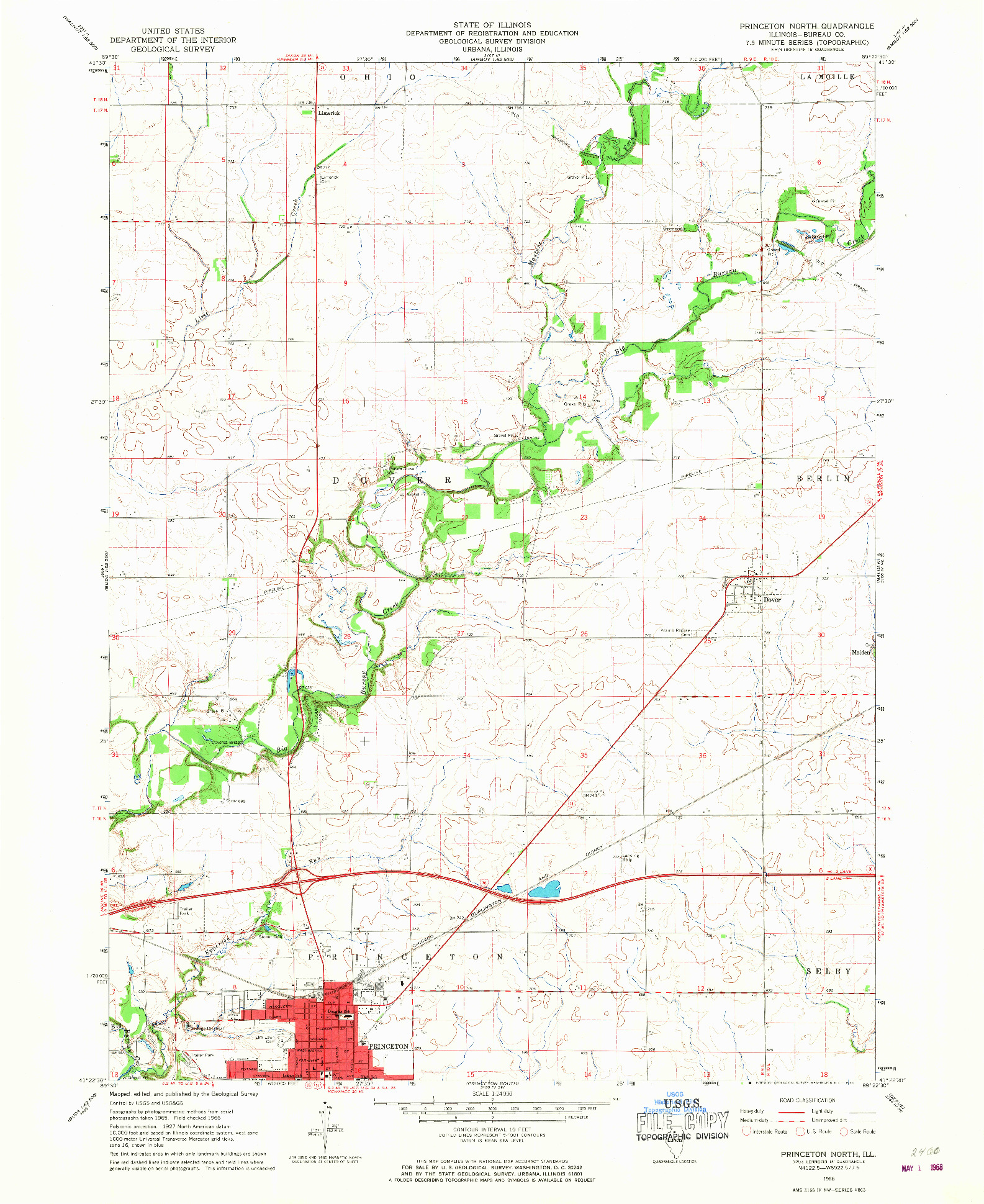 USGS 1:24000-SCALE QUADRANGLE FOR PRINCETON NORTH, IL 1966