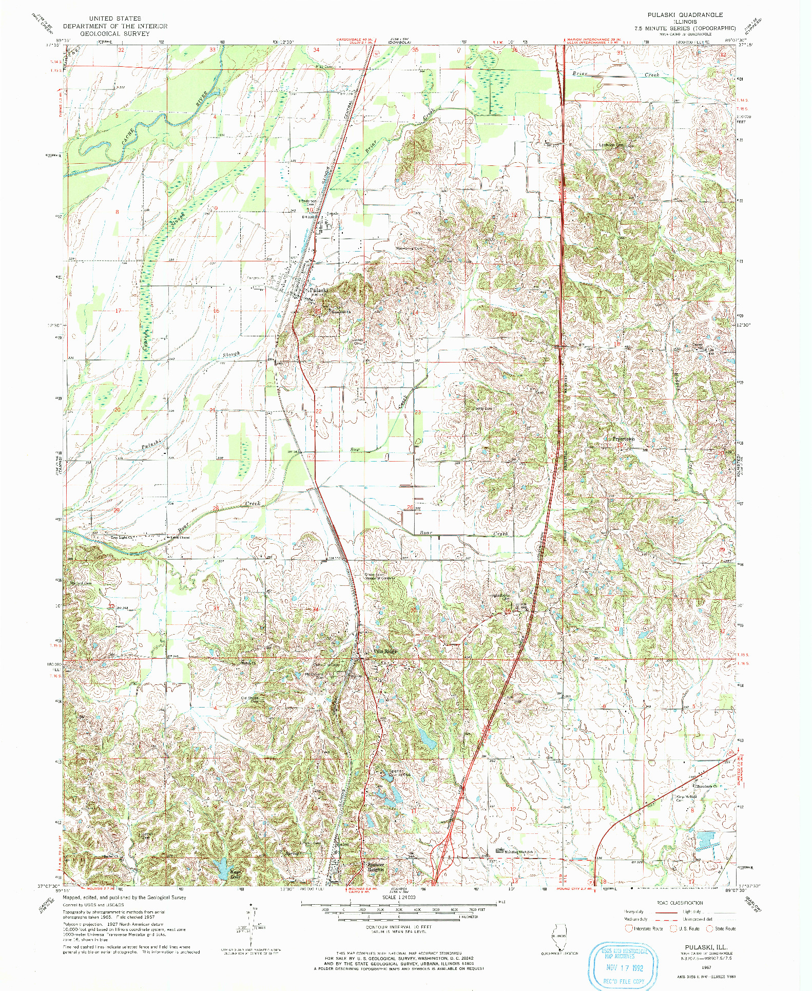 USGS 1:24000-SCALE QUADRANGLE FOR PULASKI, IL 1967