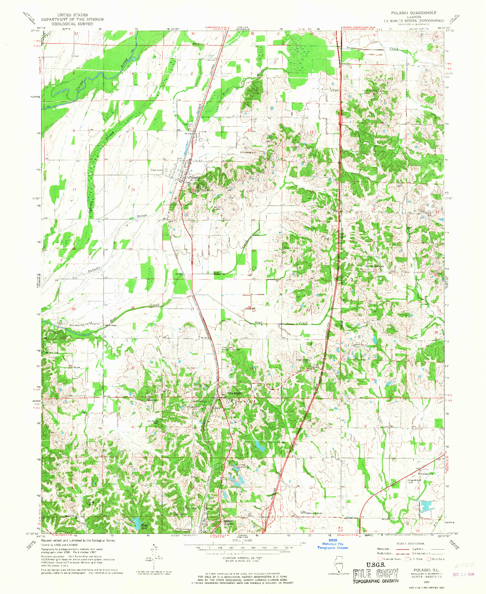 USGS 1:24000-SCALE QUADRANGLE FOR PULASKI, IL 1967