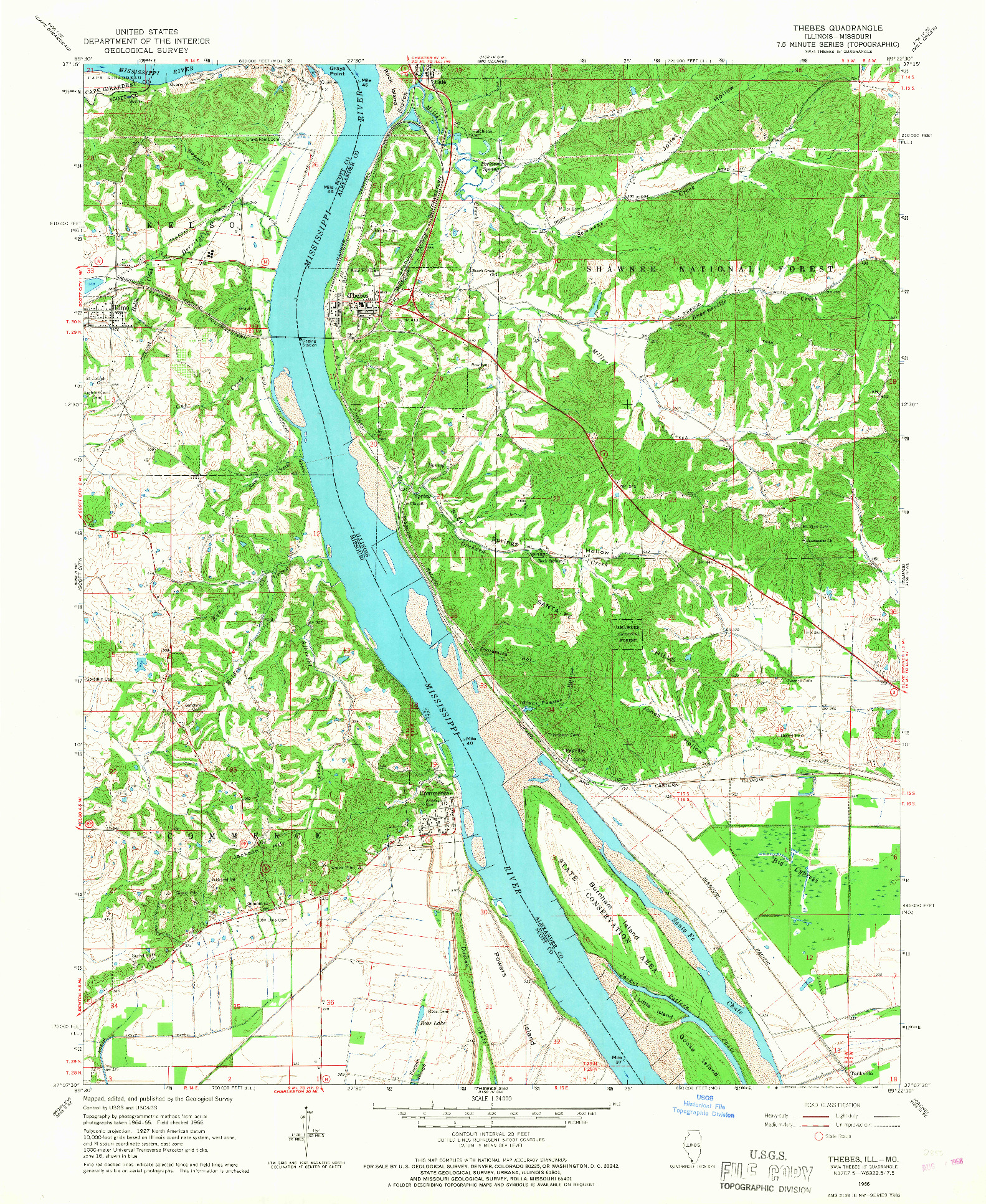 USGS 1:24000-SCALE QUADRANGLE FOR THEBES, IL 1966