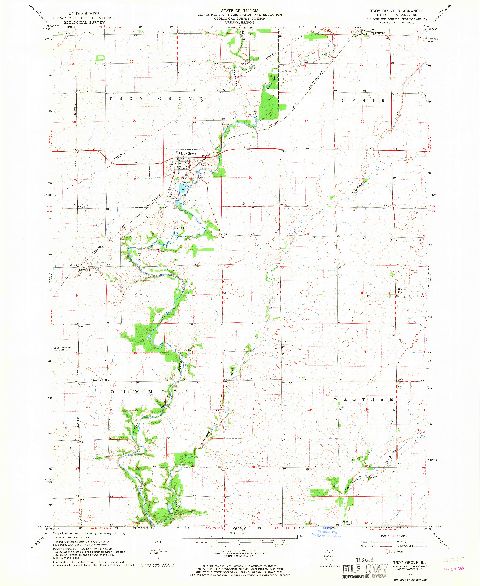 USGS 1:24000-SCALE QUADRANGLE FOR TROY GROVE, IL 1966