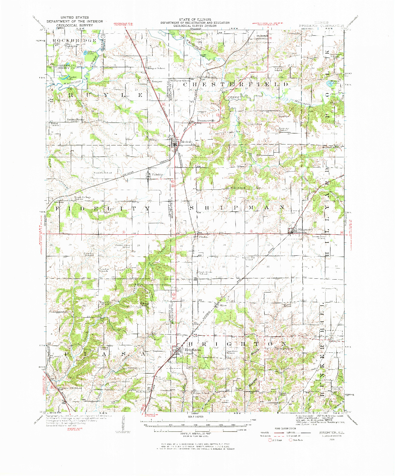 USGS 1:62500-SCALE QUADRANGLE FOR BRIGHTON, IL 1925