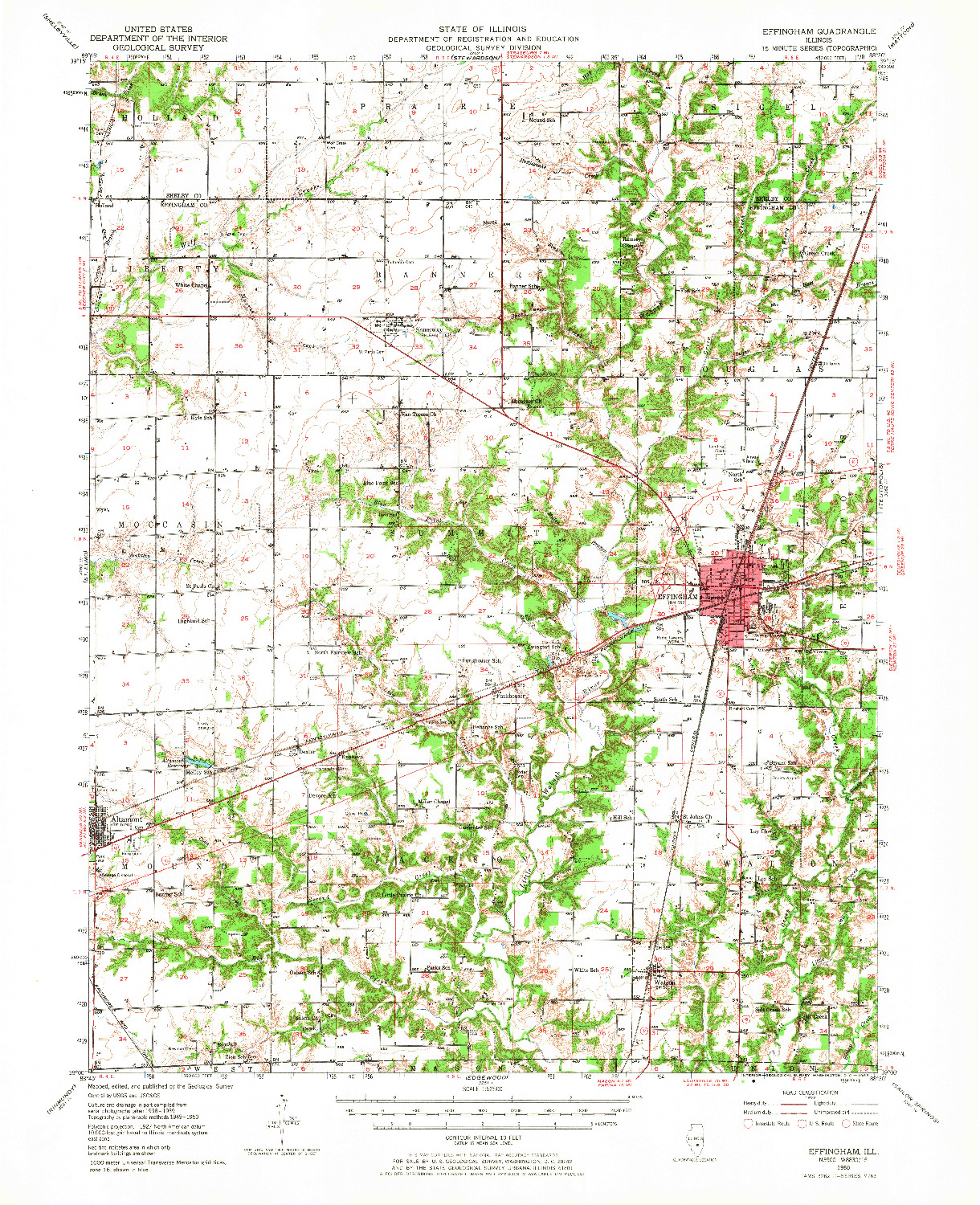 USGS 1:62500-SCALE QUADRANGLE FOR EFFINGHAM, IL 1950