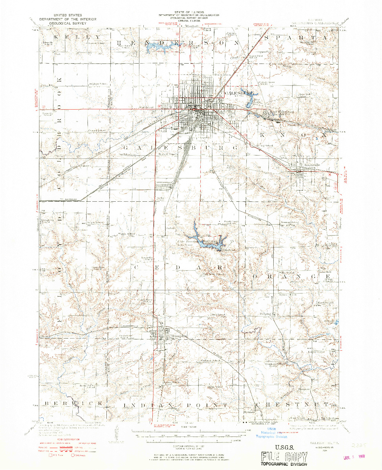 USGS 1:62500-SCALE QUADRANGLE FOR GALESBURG, IL 1925