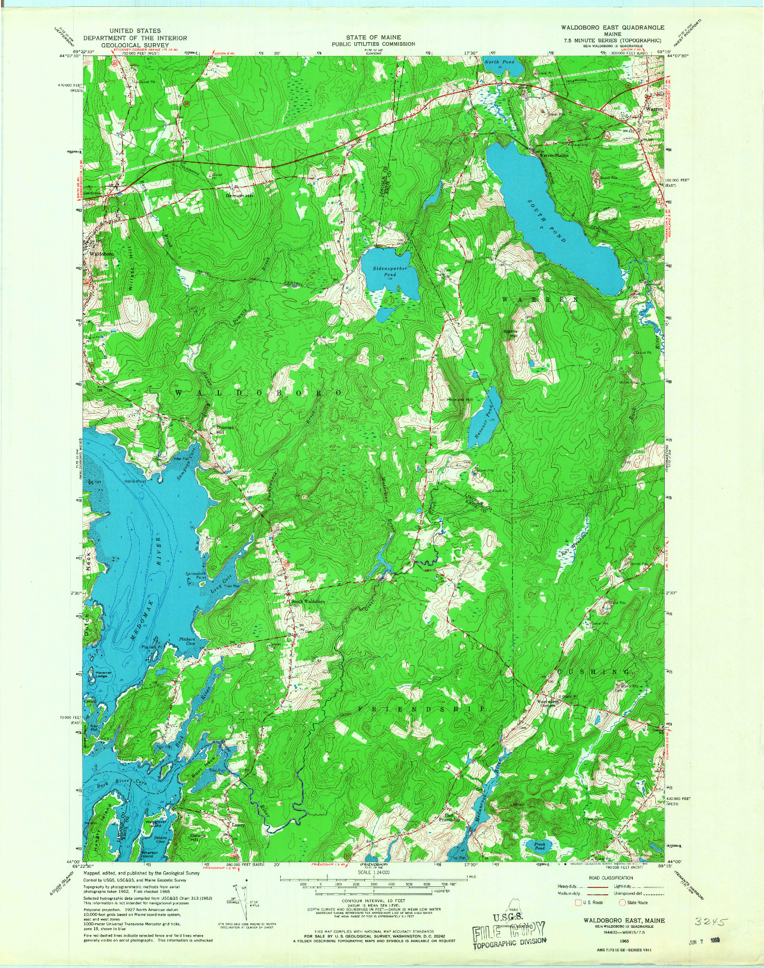 USGS 1:24000-SCALE QUADRANGLE FOR WALDOBORO EAST, ME 1965