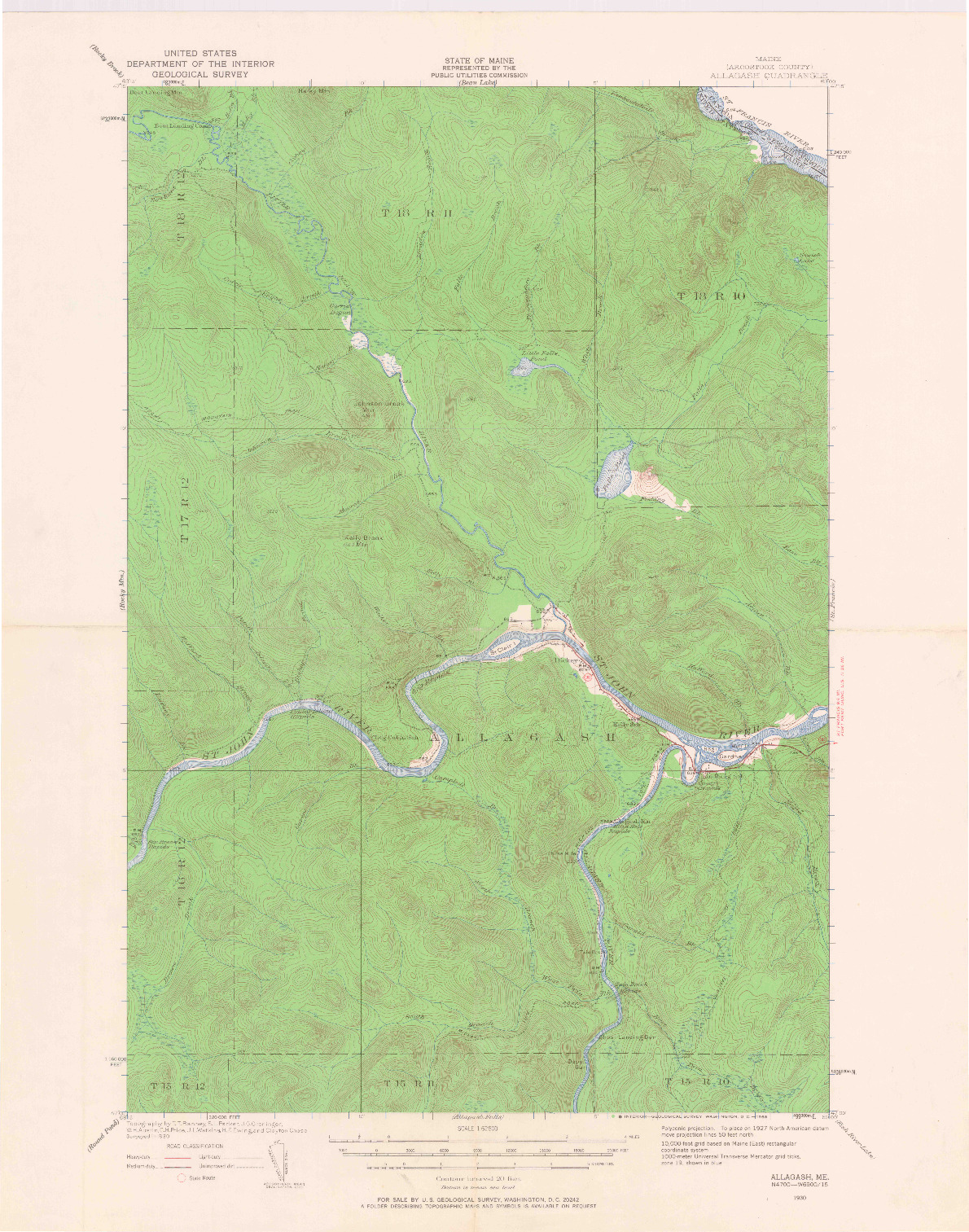 USGS 1:62500-SCALE QUADRANGLE FOR ALLAGASH, ME 1930