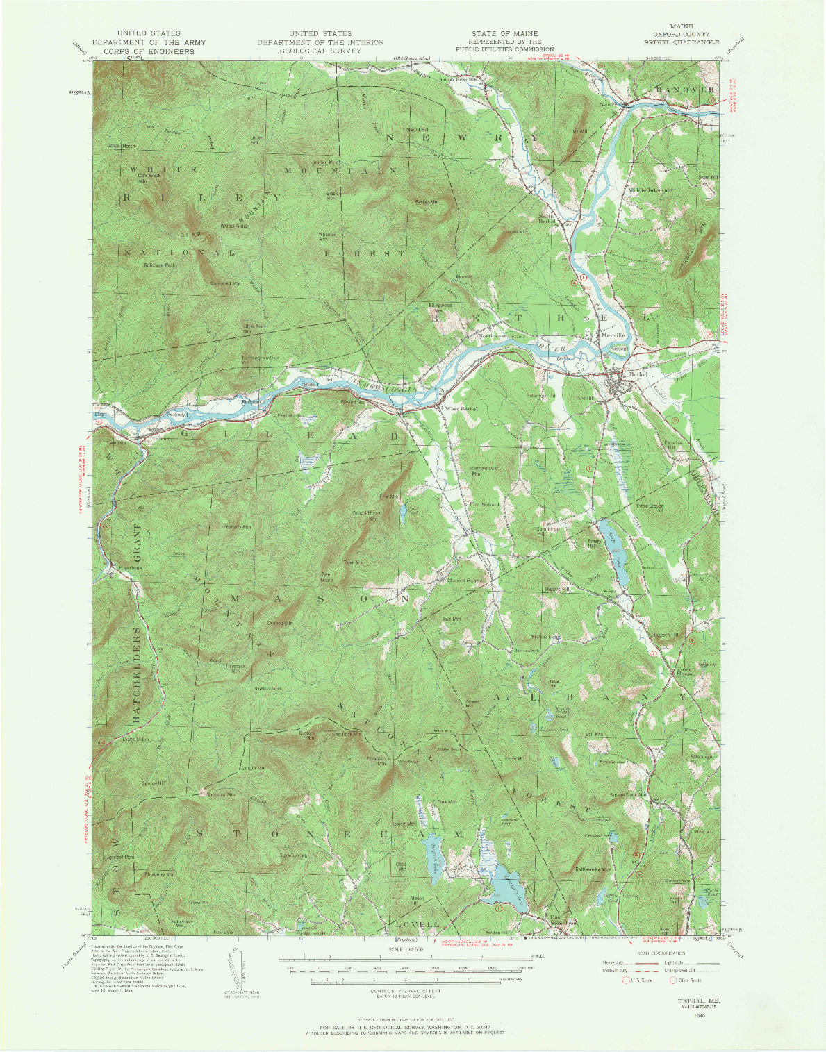 USGS 1:62500-SCALE QUADRANGLE FOR BETHEL, ME 1940