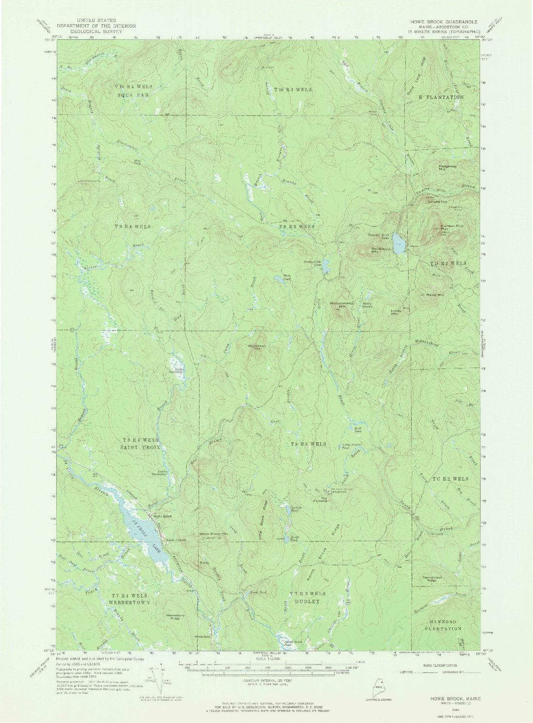 USGS 1:62500-SCALE QUADRANGLE FOR HOWE BROOK, ME 1965