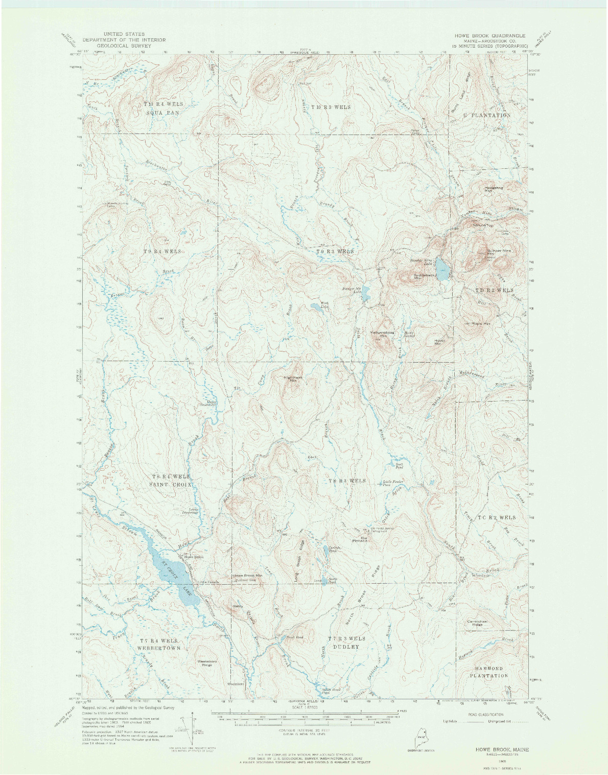 USGS 1:62500-SCALE QUADRANGLE FOR HOWE BROOK, ME 1965