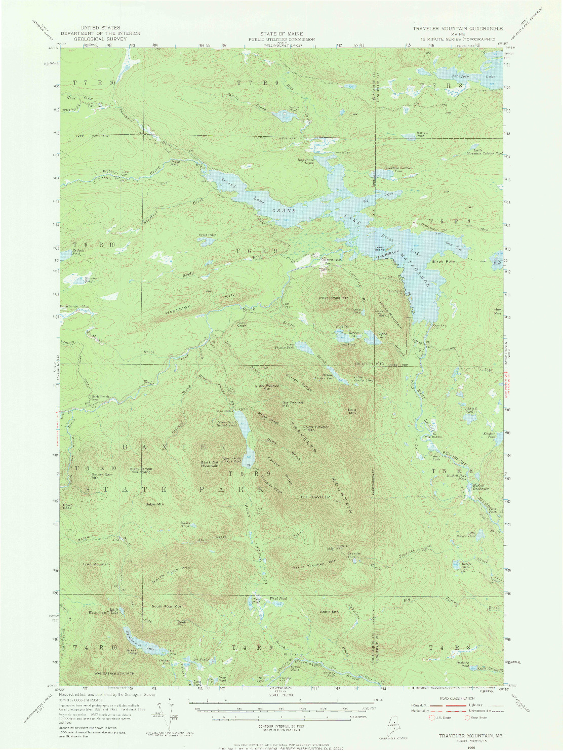 USGS 1:62500-SCALE QUADRANGLE FOR TRAVELER MOUNTAIN, ME 1955