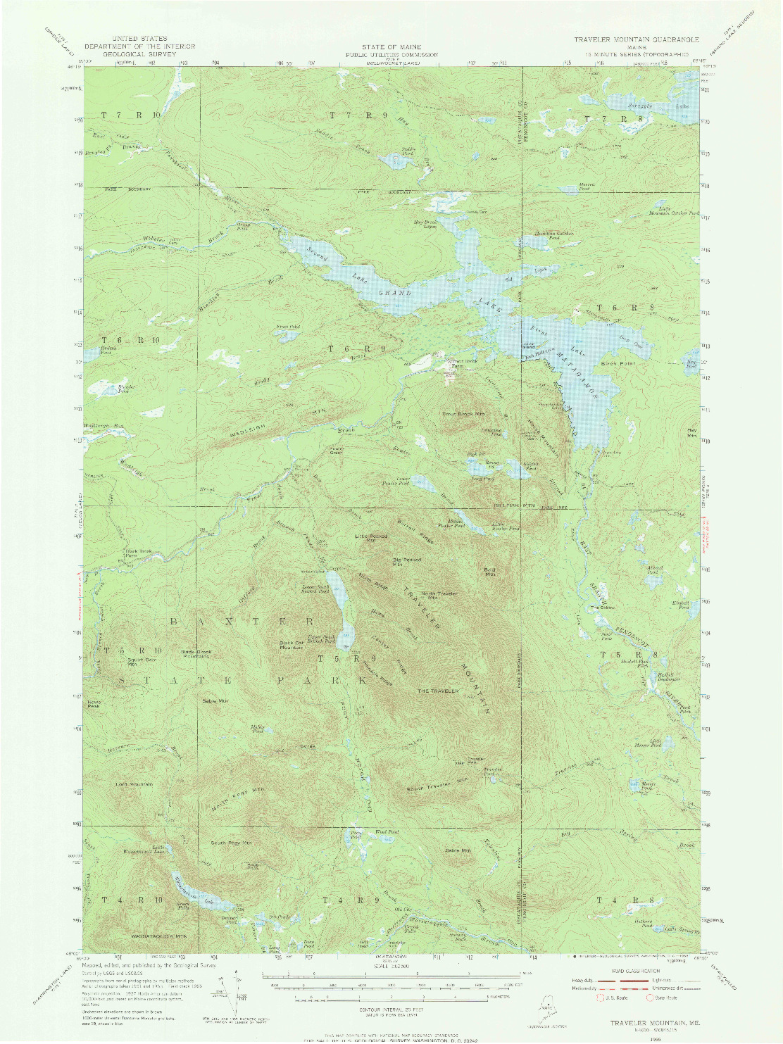USGS 1:62500-SCALE QUADRANGLE FOR TRAVELER MOUNTAIN, ME 1955