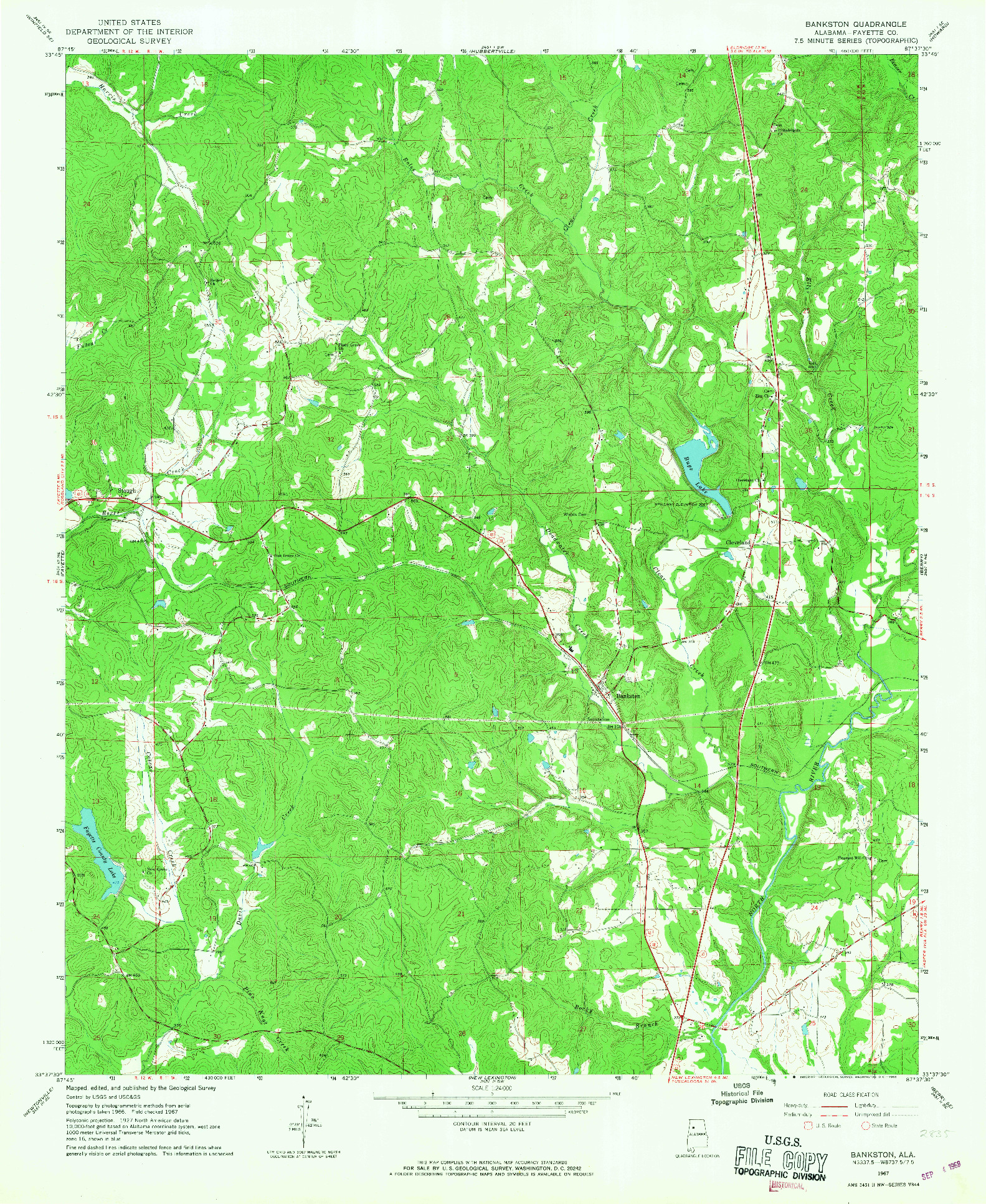 USGS 1:24000-SCALE QUADRANGLE FOR BANKSTON, AL 1967