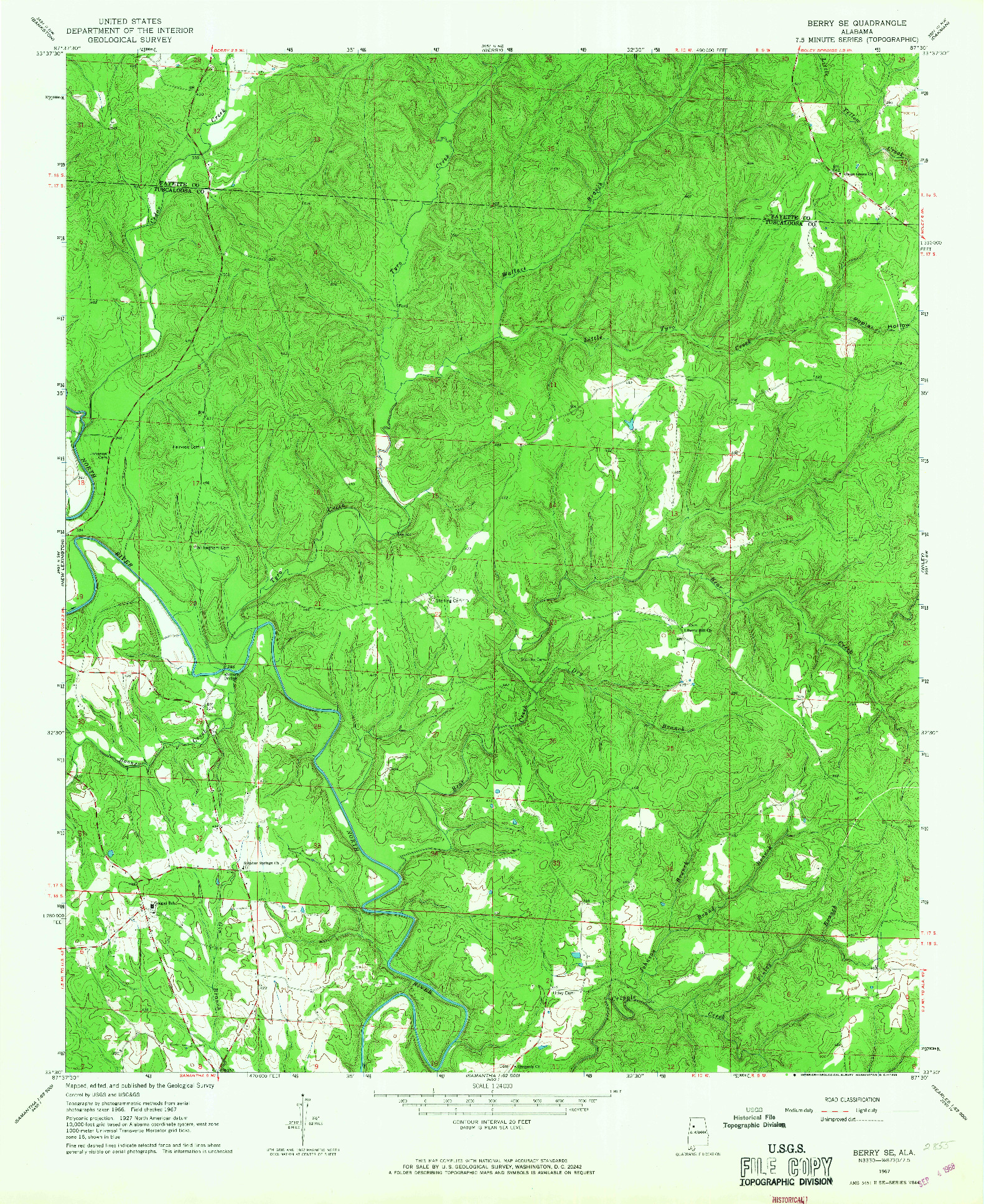 USGS 1:24000-SCALE QUADRANGLE FOR BERRY SE, AL 1967