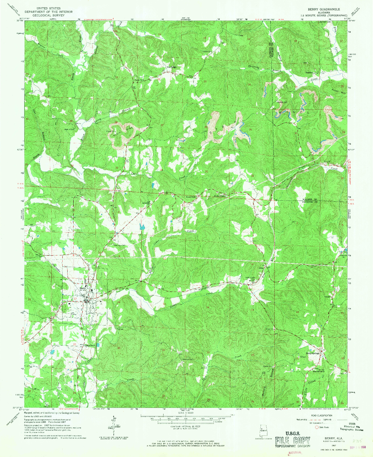 USGS 1:24000-SCALE QUADRANGLE FOR BERRY, AL 1967